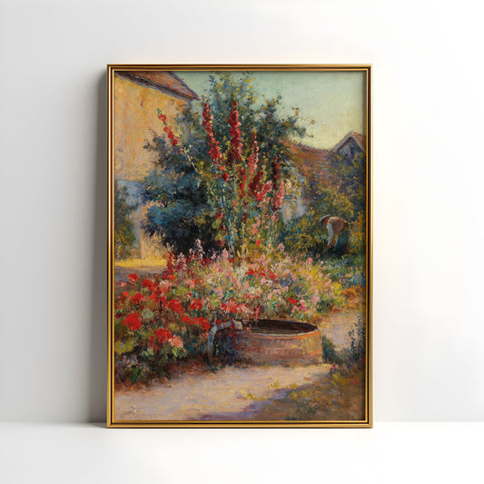 Rustic Scenery, Hugo Charlemont Garten in Brioni, original antique painting, oil vintage, Printable art instant download, SKU  K-HC75