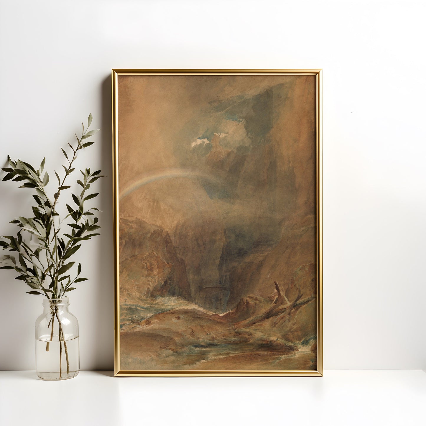 William Turner, Devil's Bridge, Mountains, original antique painting, watercolour vintage, Printable art instant download, SKU  K-WT76