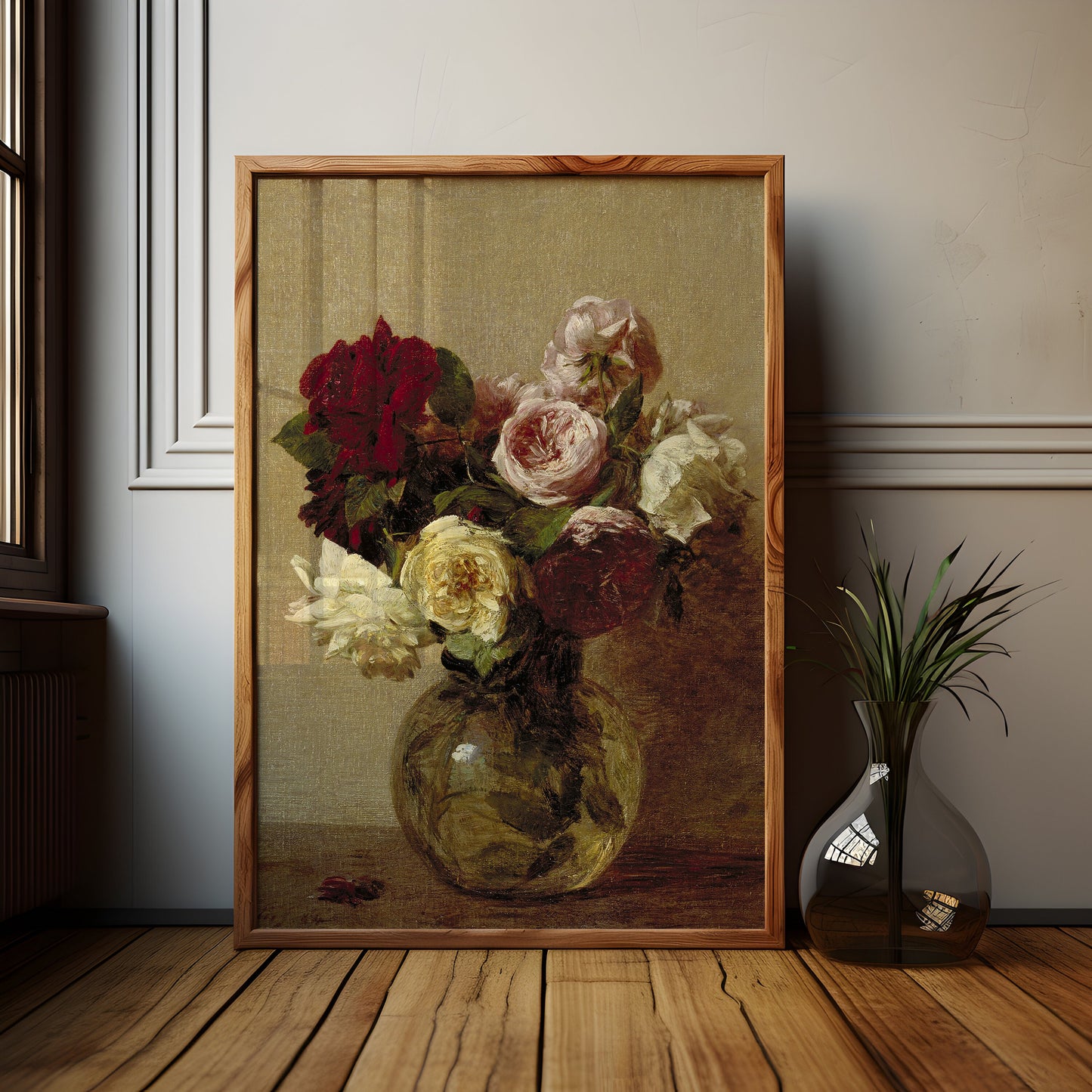 Still-life Flowers, Henri Fantin-Latour, Roses, original antique painting, oil vintage, Printable art instant download, SKU  167HFL