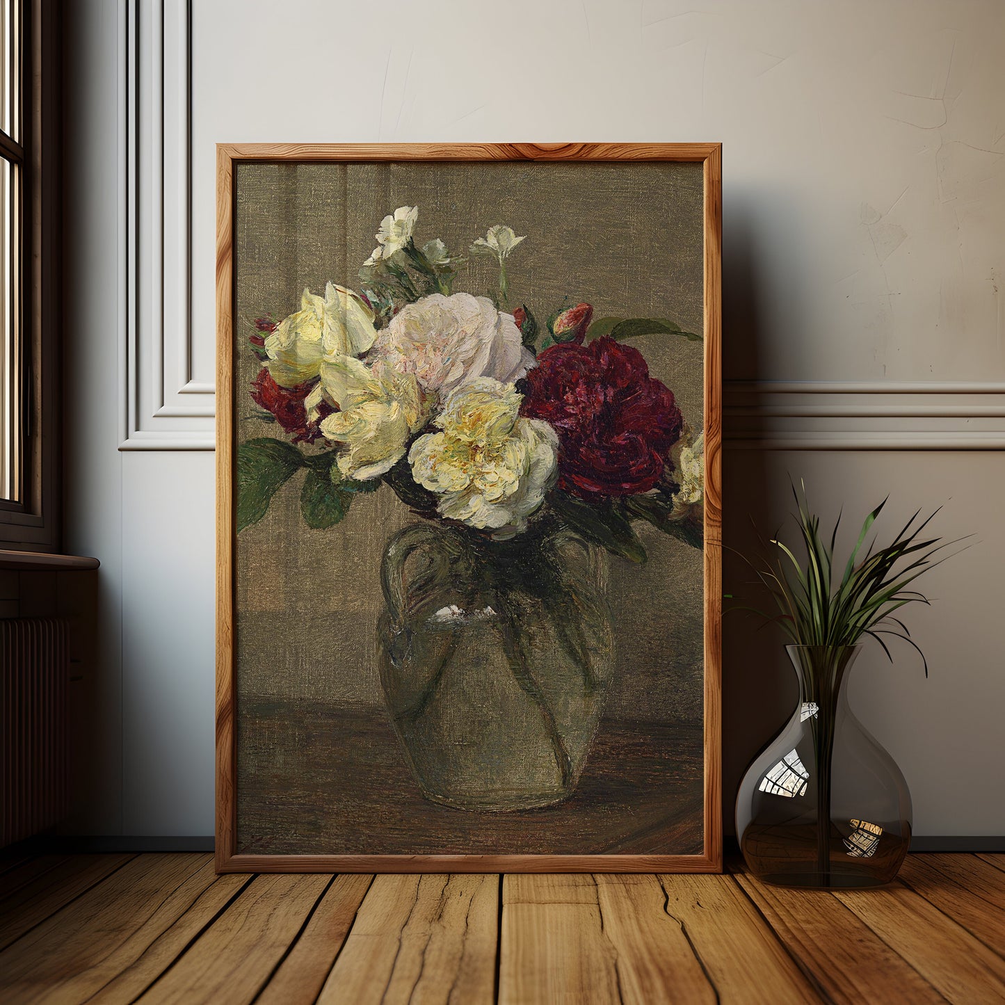 Flowers Bouquet of roses - Henri Fantin-Latour, original antique painting, oil vintage, Printable art oinstant download, SKU  170HFL