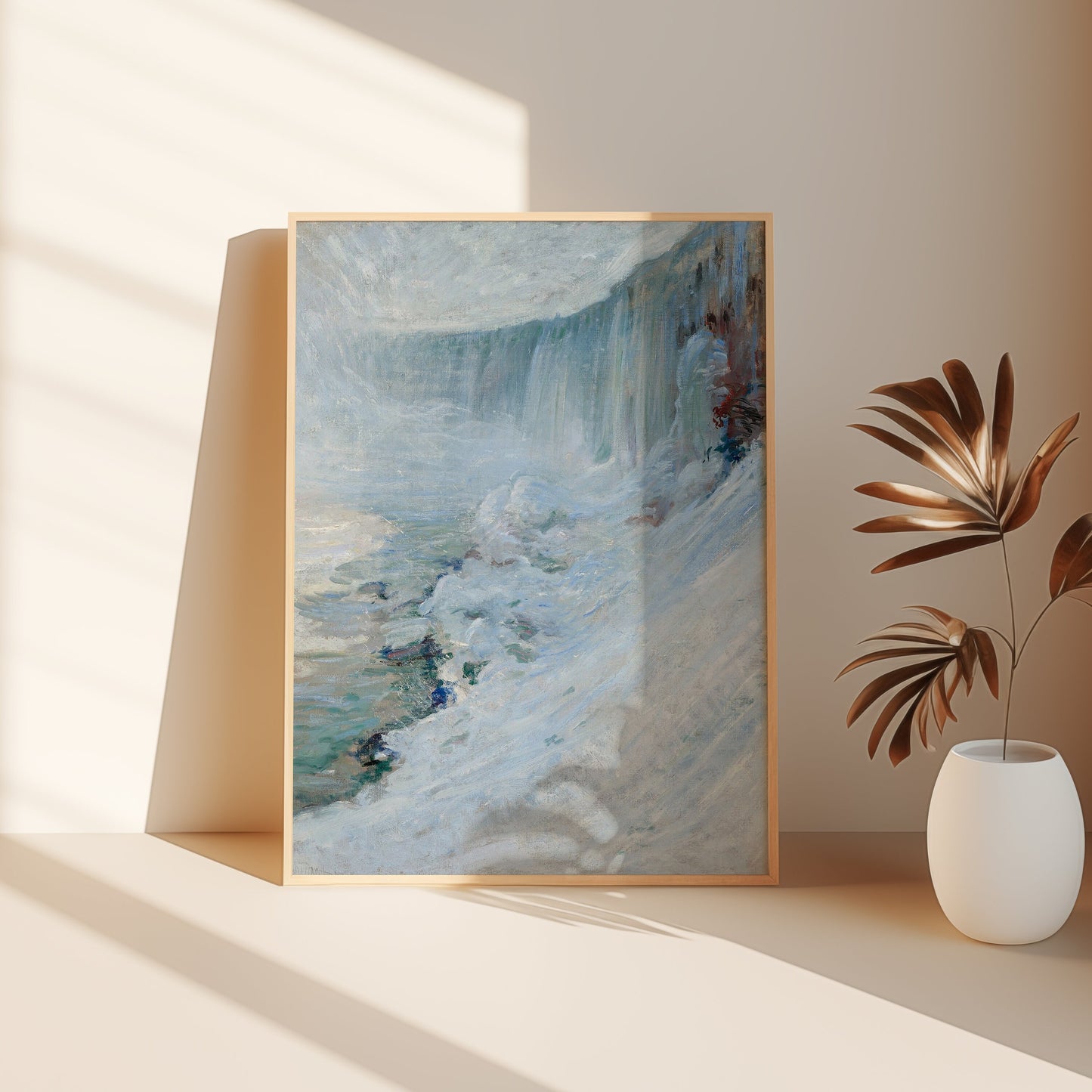 Waterfall Niagara - John Henry Twachtman, Impressionism, original antique oil painting, vintage, Printable art instant download, SKU  177JHT