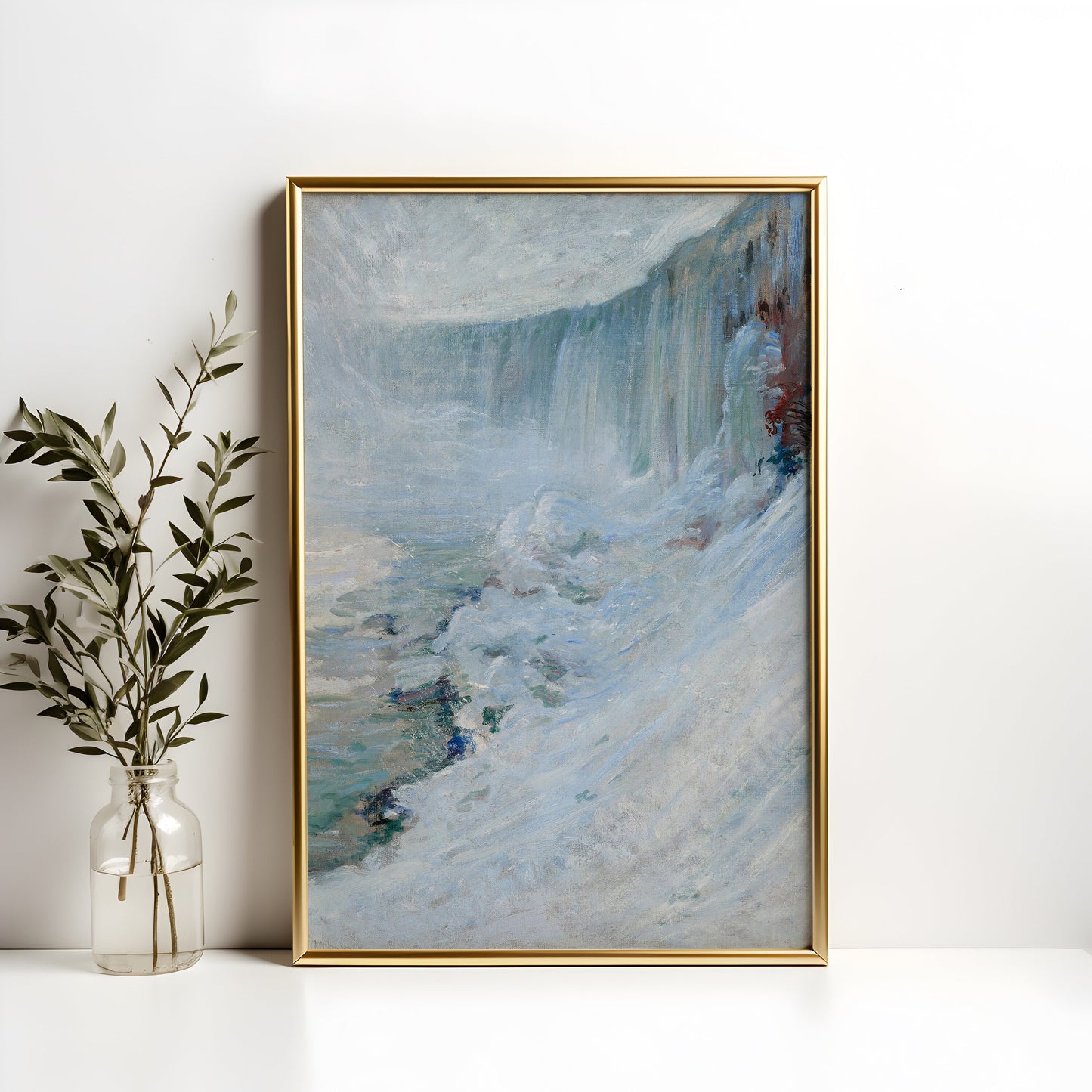 Waterfall Niagara - John Henry Twachtman, Impressionism, original antique oil painting, vintage, Printable art instant download, SKU  177JHT