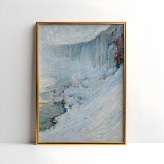 Waterfall Niagara - John Henry Twachtman, Impressionism, original antique oil painting, vintage, Printable art instant download, SKU  177JHT