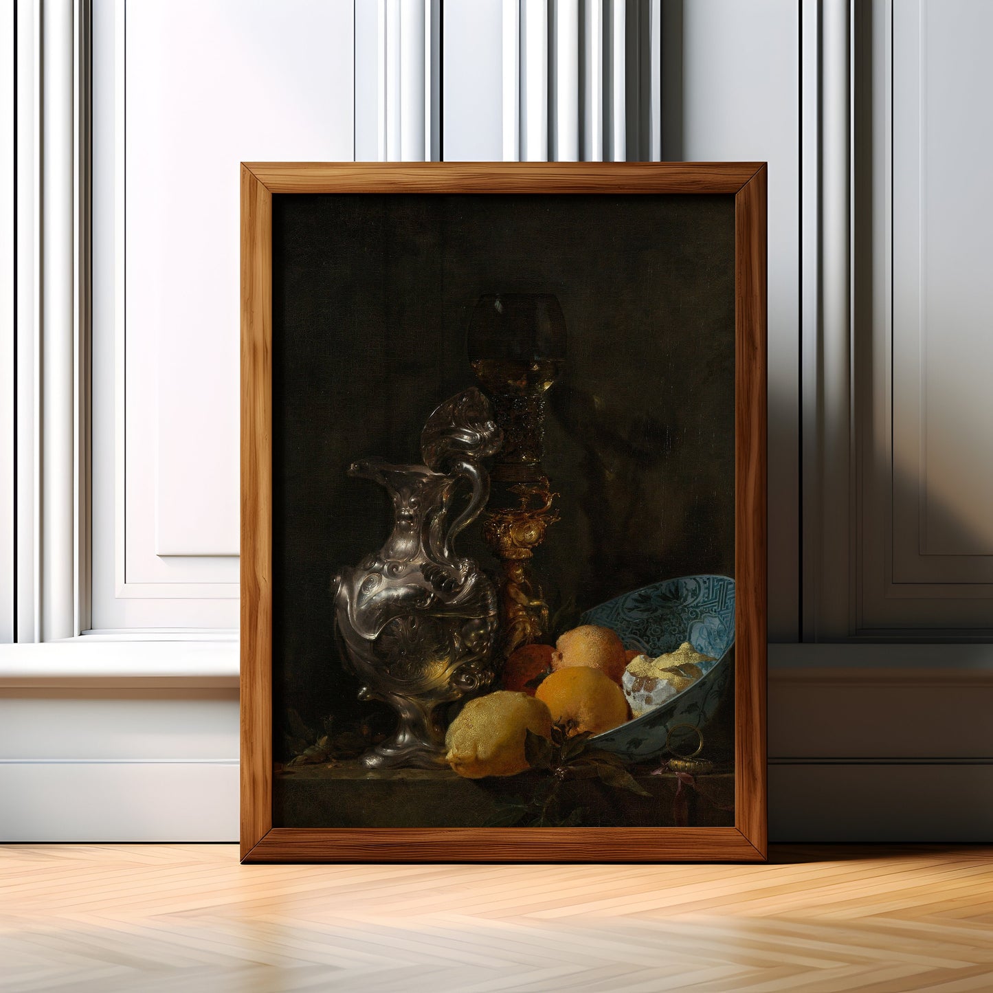 Still Life Lemons and Silver Jug - Willem Kalf, original antique painting, oil vintage, Printable art instant download, SKU  181WK