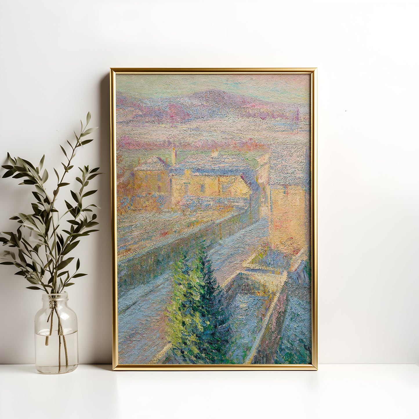 Gustave Loiseau - Triel on Seine, Impressionism, original antique painting, oil, vintage, Printable art instant download, SKU  185GL