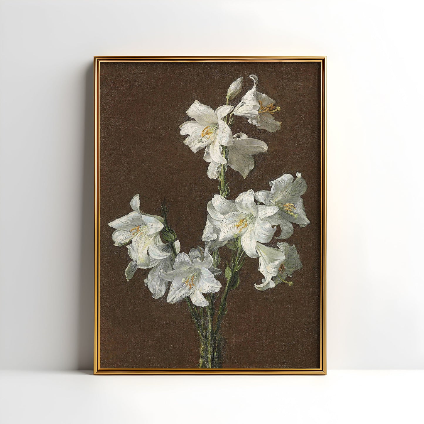 Still-life Flowers, Henri Fantin-Latour - White lilies antique painting, oil vintage, Printable art instant download, SKU  186HFL
