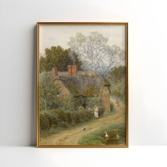 Allingham Helen - A Kentish cottage, watercolour, original antique painting, vintage, Printable art instant download, SKU  K-AH128