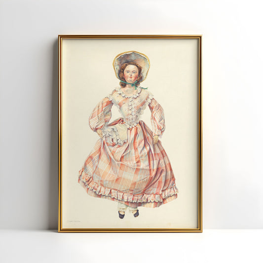 Doll - original antique painting watercolour , vintage decor Living Room , Printable art instant download , SKU K-D132