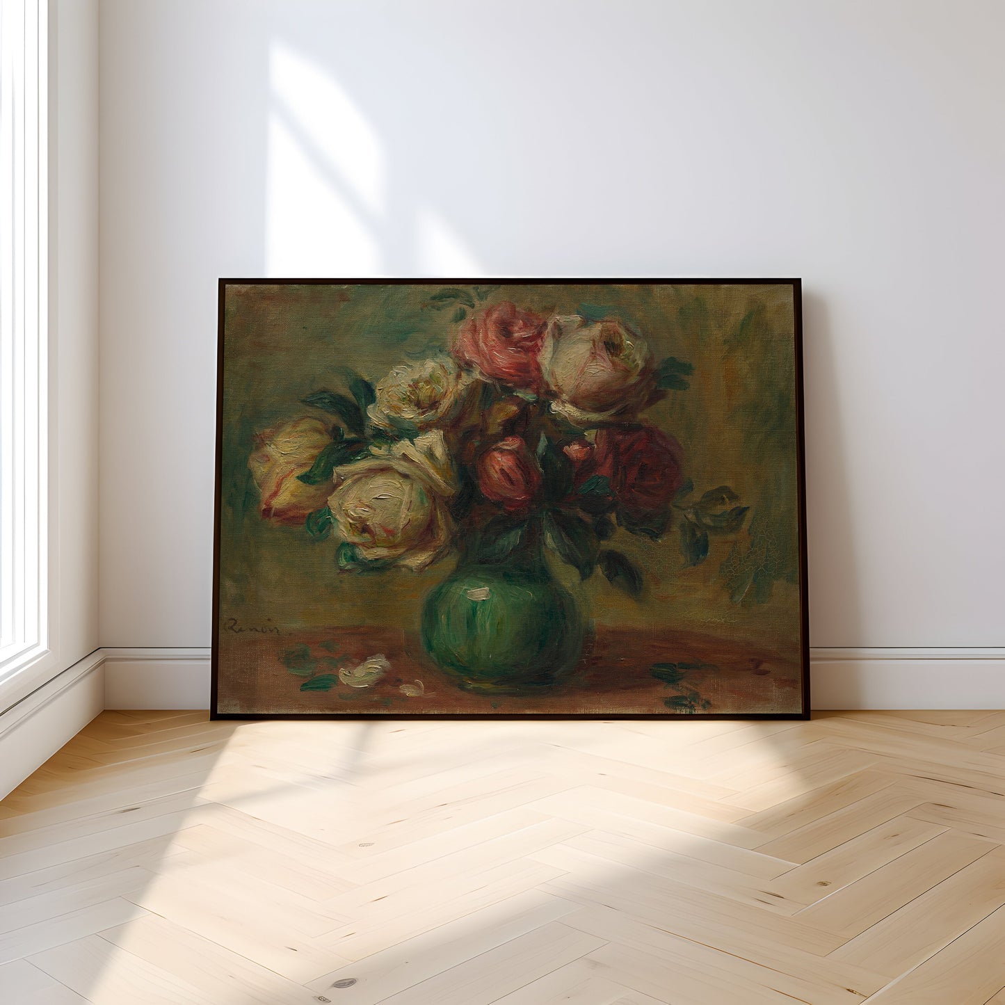 Roses in a Vase - Renoir, French Impressionism, original antique painting, oil, vintage, Printable art instant download, SKU  198PAR