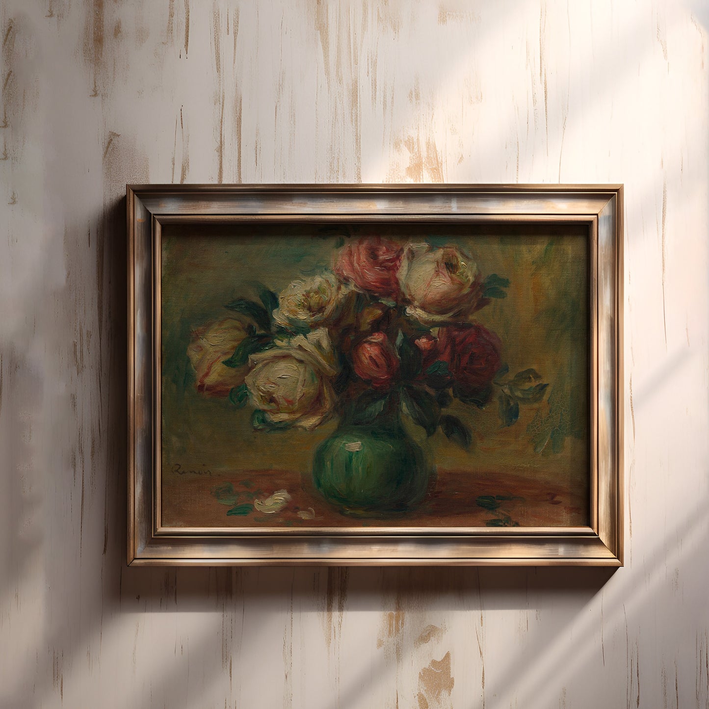 Roses in a Vase - Renoir, French Impressionism, original antique painting, oil, vintage, Printable art instant download, SKU  198PAR