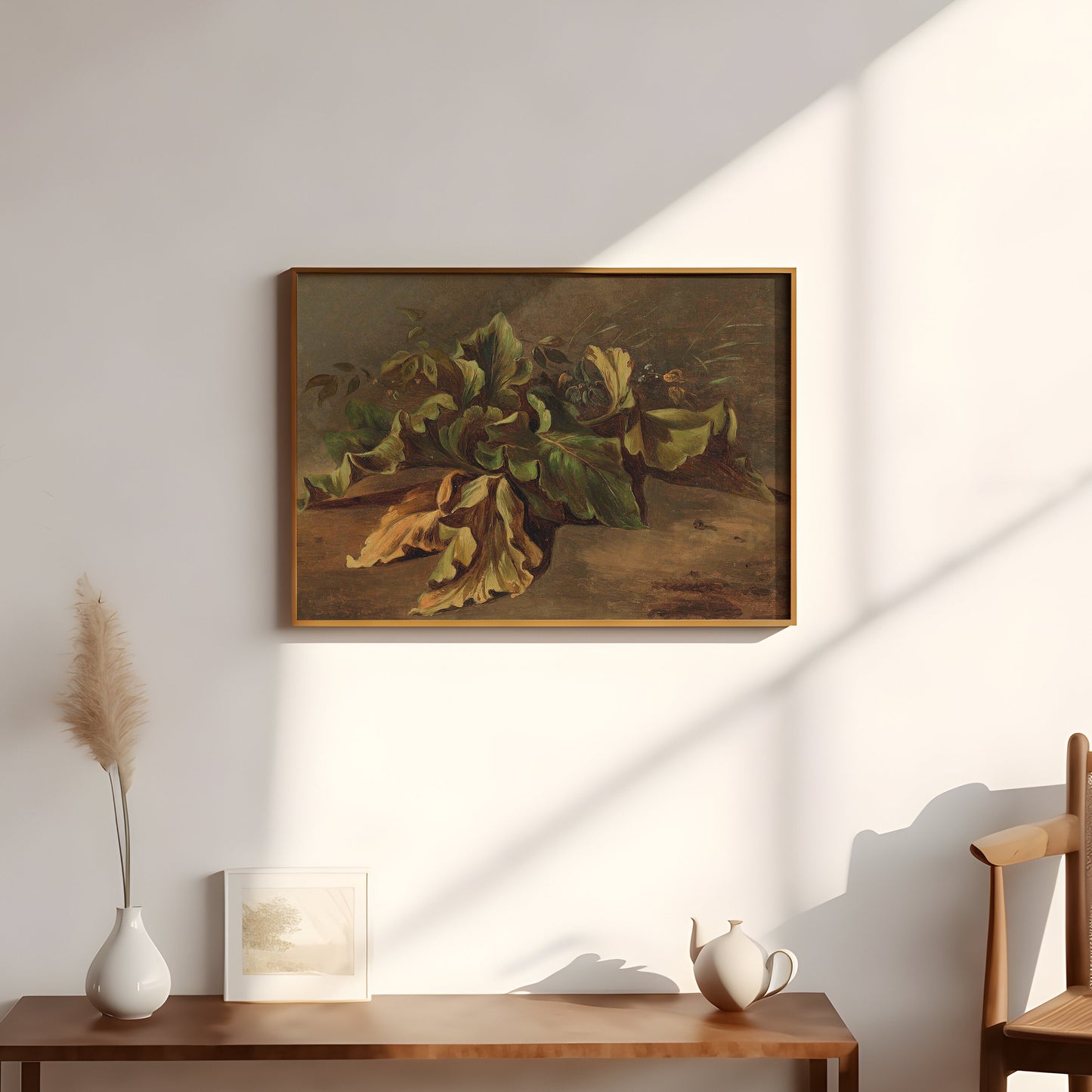 Still-life, Carl Ludwig Frommel, Study of plant, original antique painting, oil vintage, Printable art instant download, SKU  151-CLF