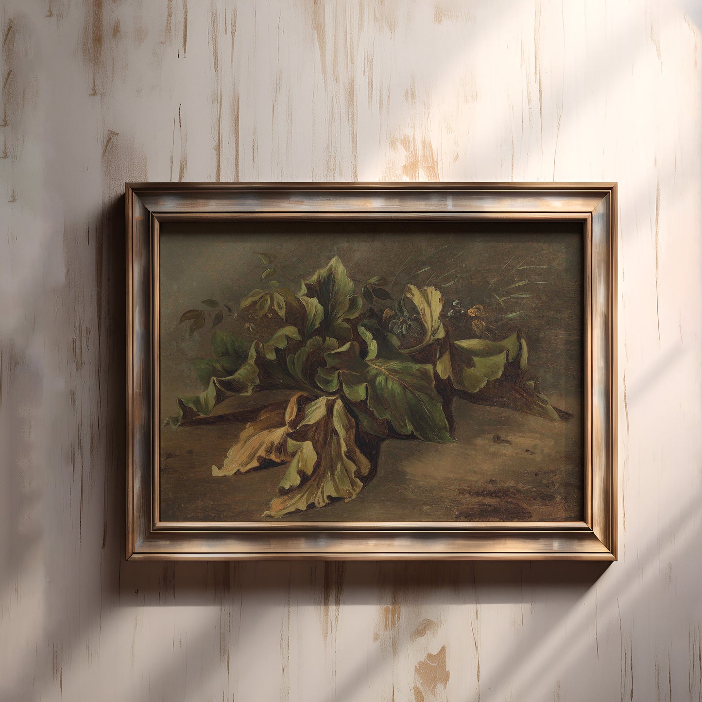 Still-life, Carl Ludwig Frommel, Study of plant, original antique painting, oil vintage, Printable art instant download, SKU  151-CLF