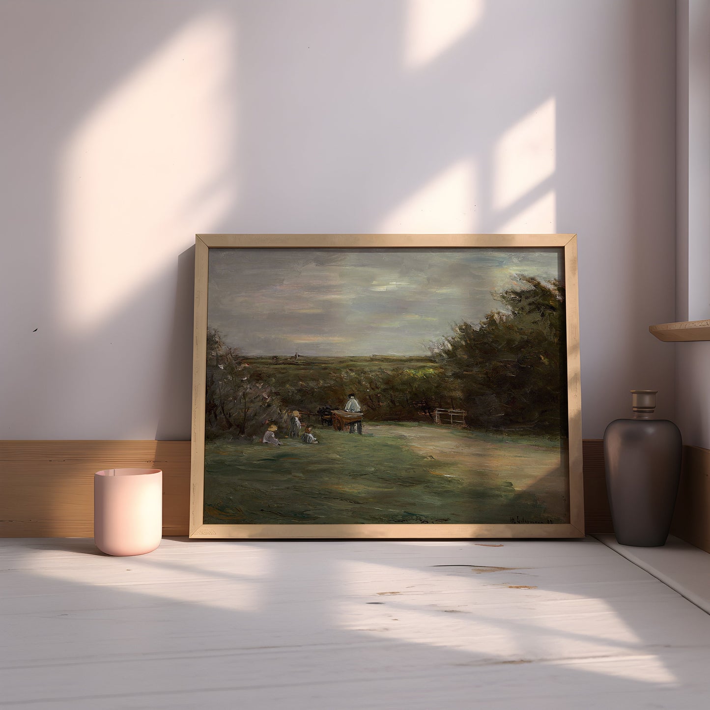 Max Liebermann - Rustic landscape, original antique painting, oil, vintage, Printable art instant download, living room, SKU  155-ML