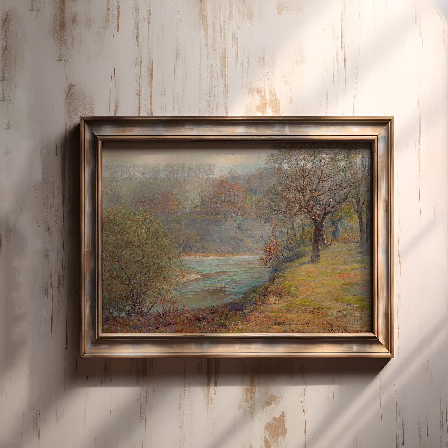 Landscape, John Ottis Adams - Late Autumn, Impressionism, antique painting, oil, vintage, Printable art instant download, SKU  203JOA