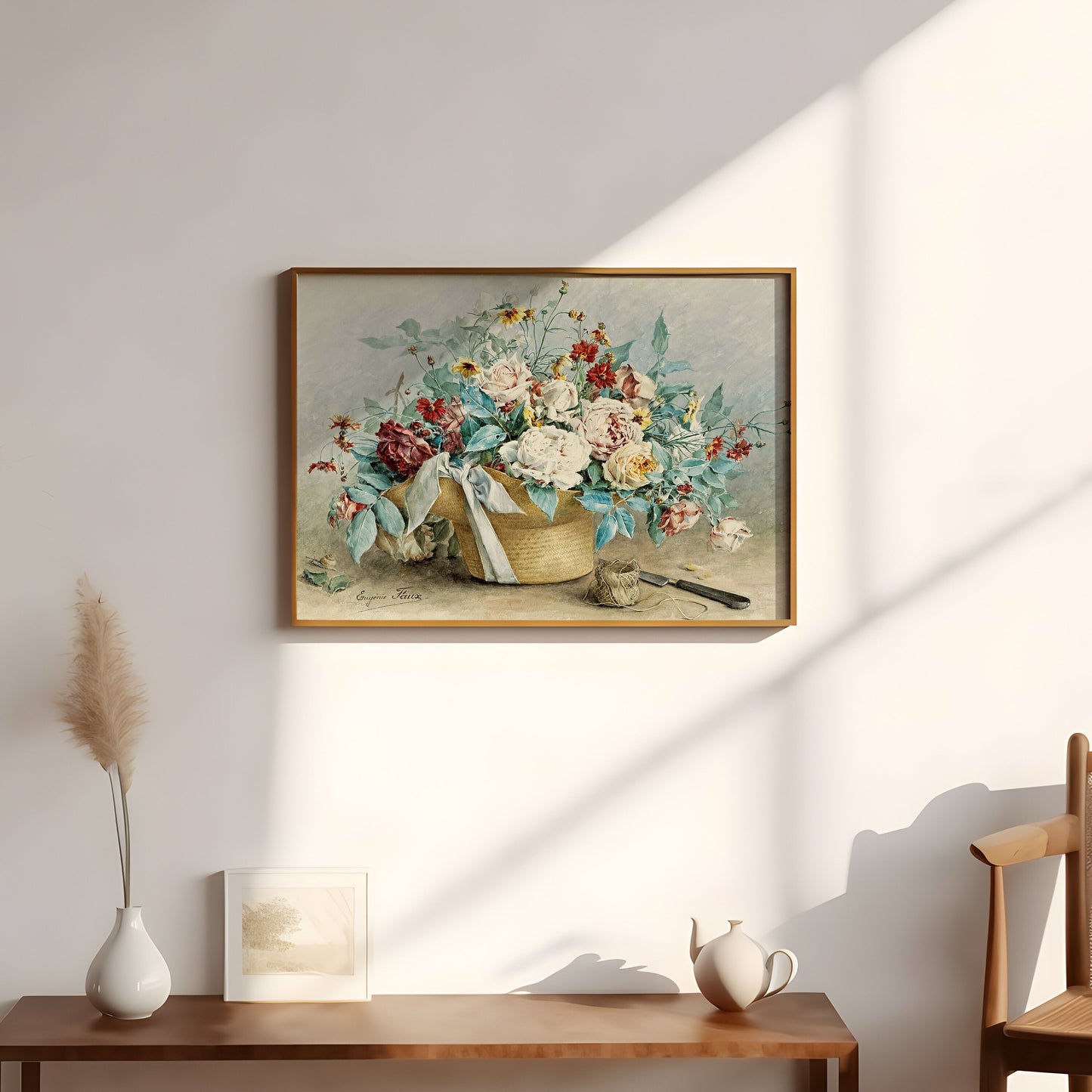 Still-life Flowers - Eugenie Faux-Froidure, original antique painting, watercolour vintage, Printable art instant download, SKU  214EJFF