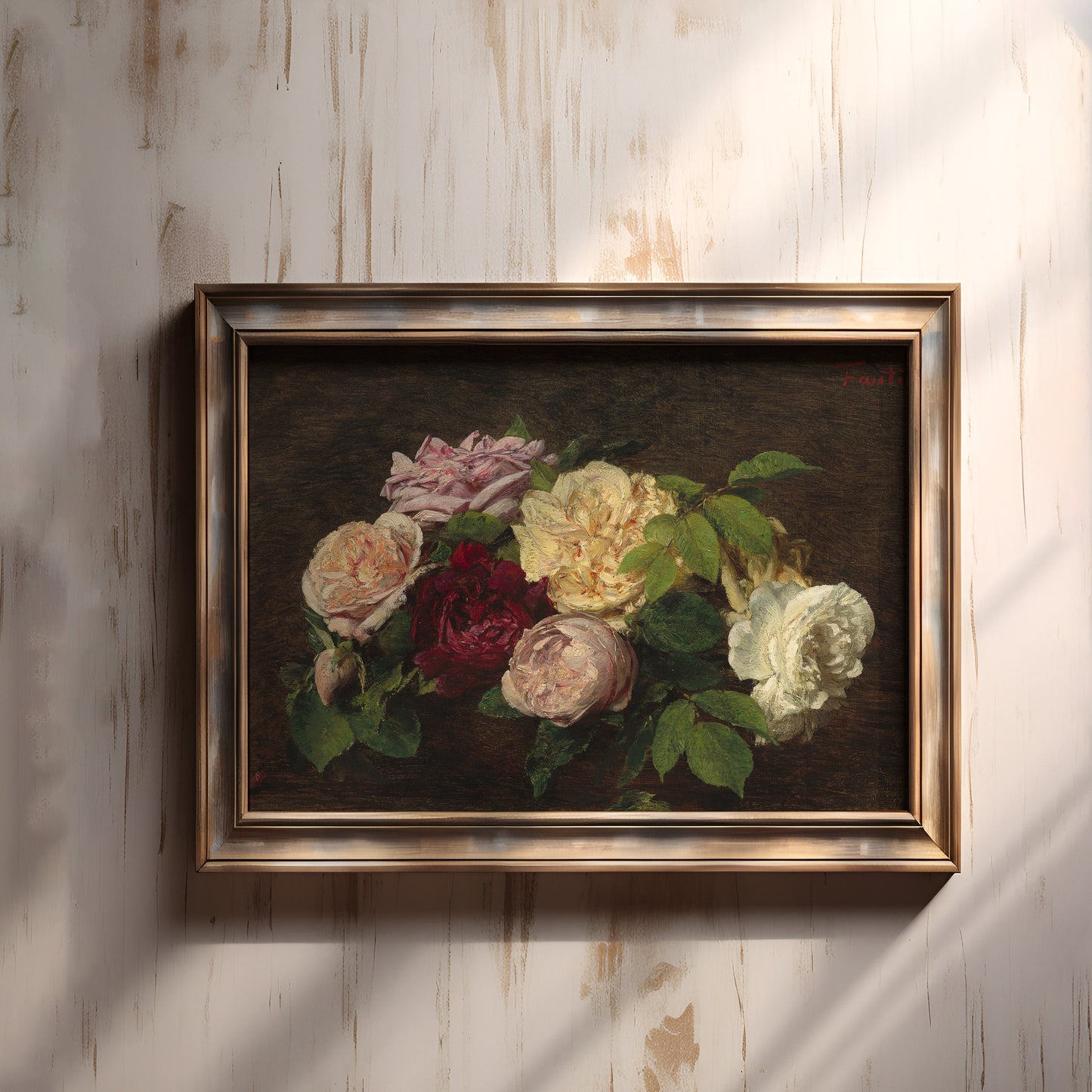Still-life Flowers, Henri Fantin-Latour - Roses on Table, original antique painting, oil vintage, Printable art instant download, SKU 218HFL