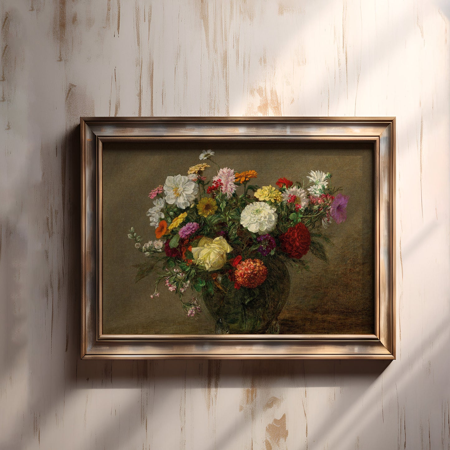 Still-life, Henri Fantin-Latour - Bouquet of Flowers, original antique painting, oil vintage, Printable art instant download, SKU  219HFL