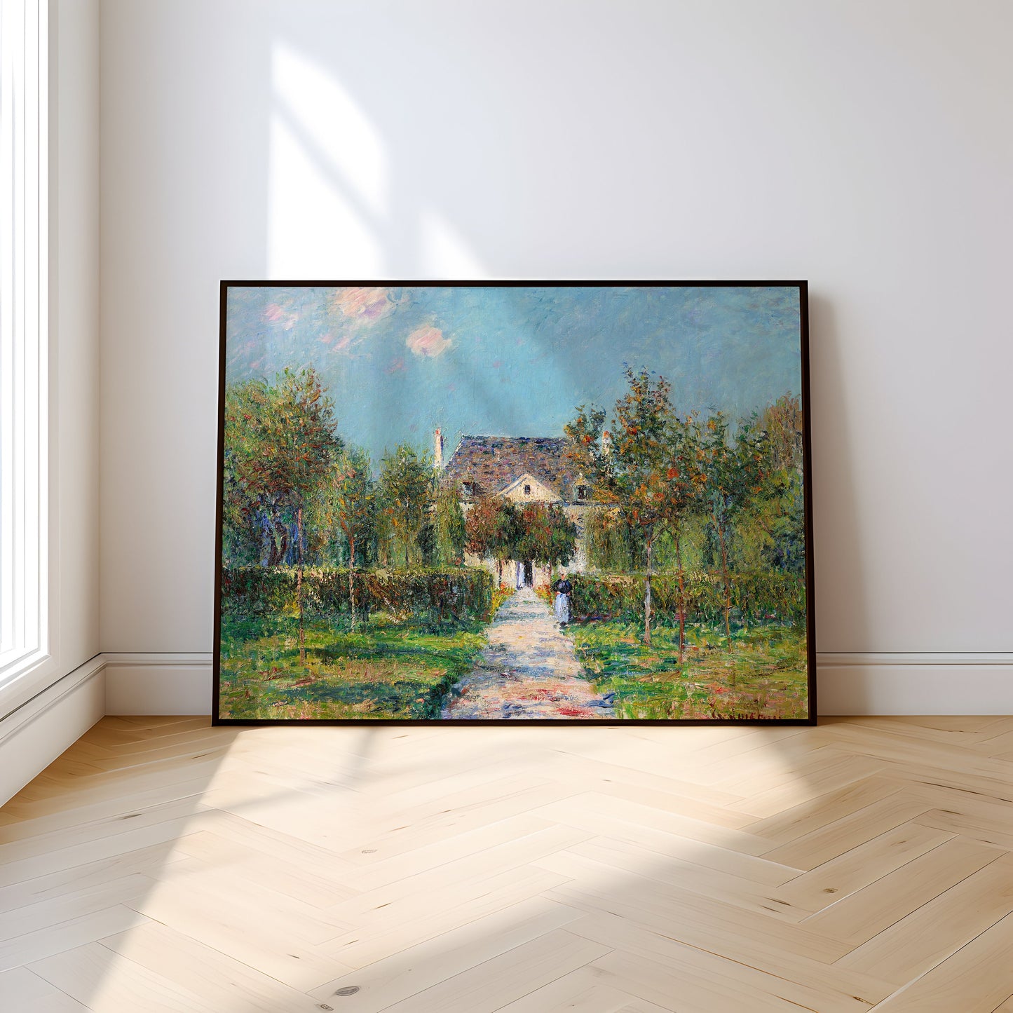 French Impressionism, Gustave Loiseau - House in Garden, original antique painting, oil, vintage, Printable art instant download, SKU  222GL