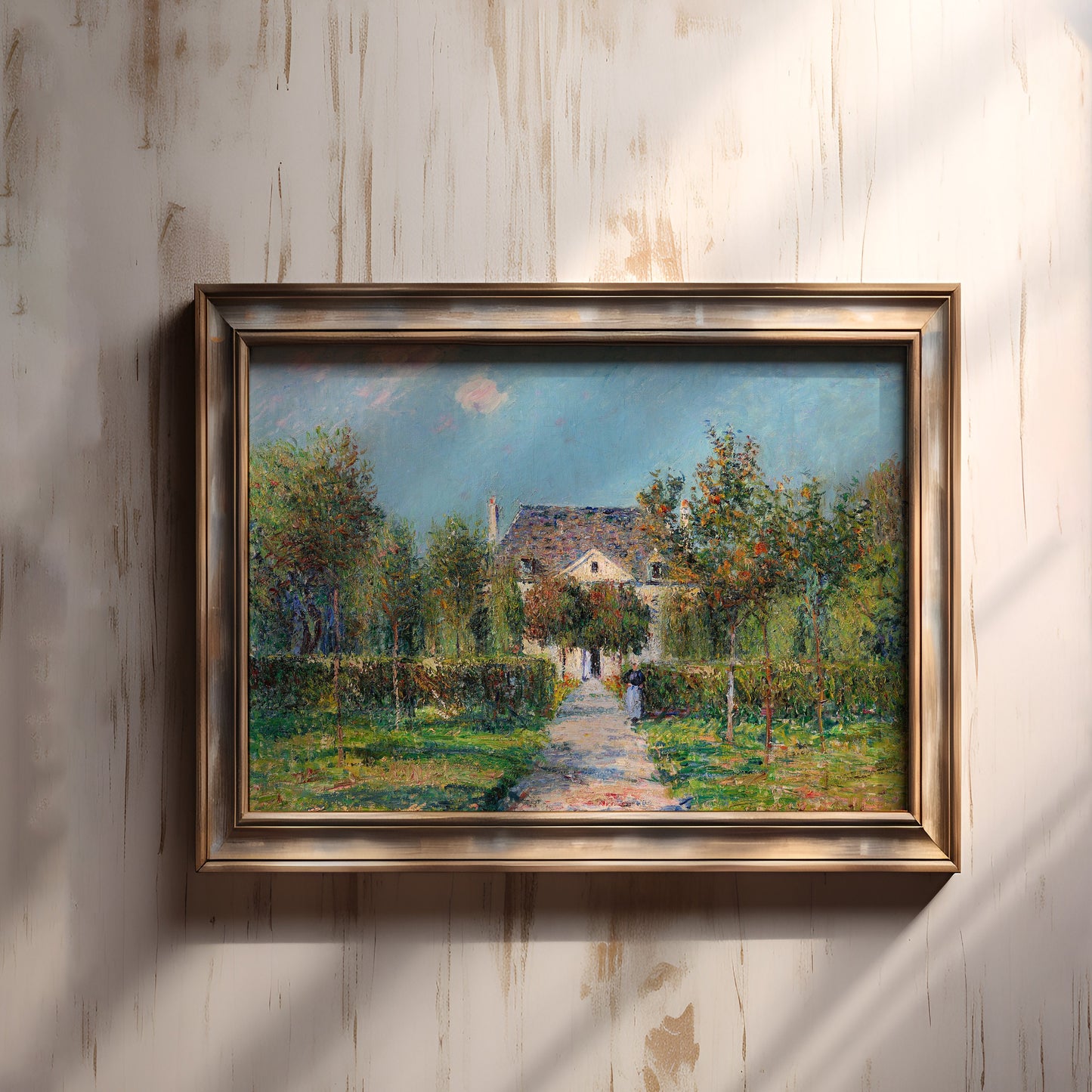 French Impressionism, Gustave Loiseau - House in Garden, original antique painting, oil, vintage, Printable art instant download, SKU  222GL