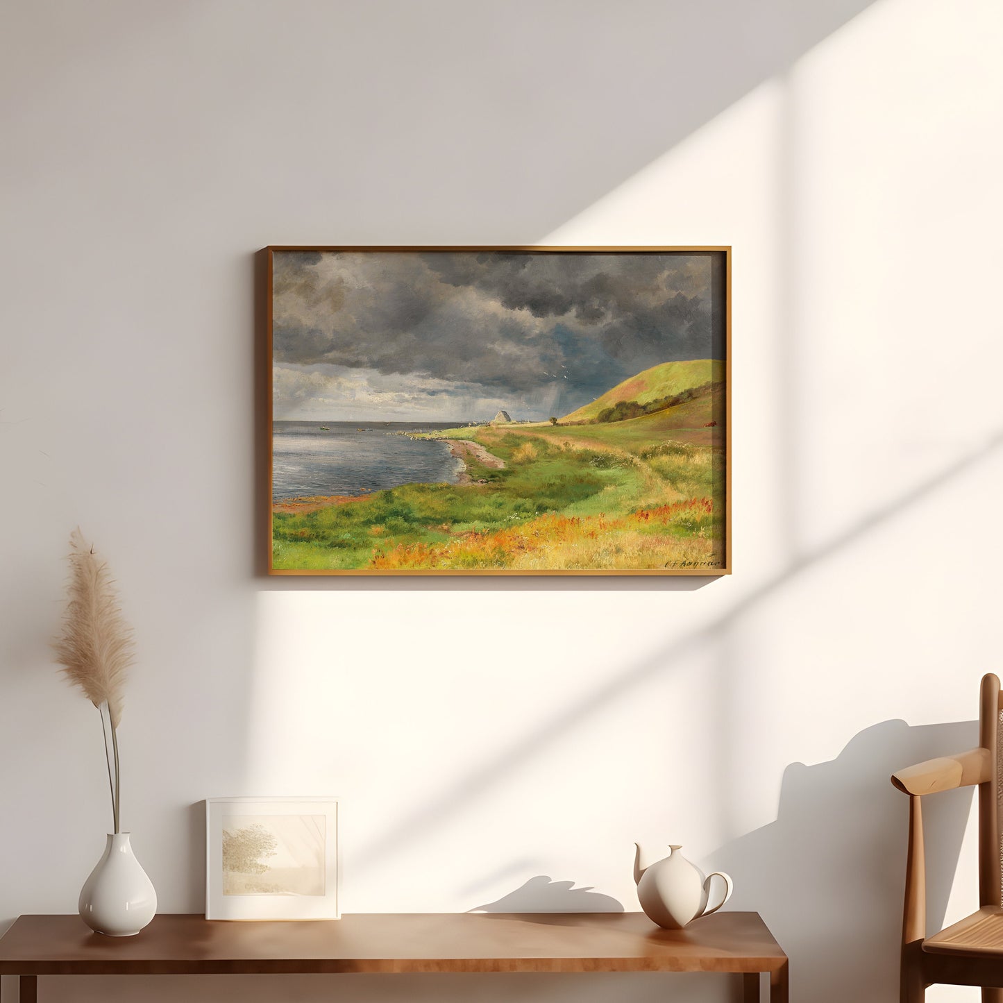 Carl Frederik Aagaard - Danish Coastal Landscape , original antique painting , oil vintage Printable art instant download , SKU 234CFA