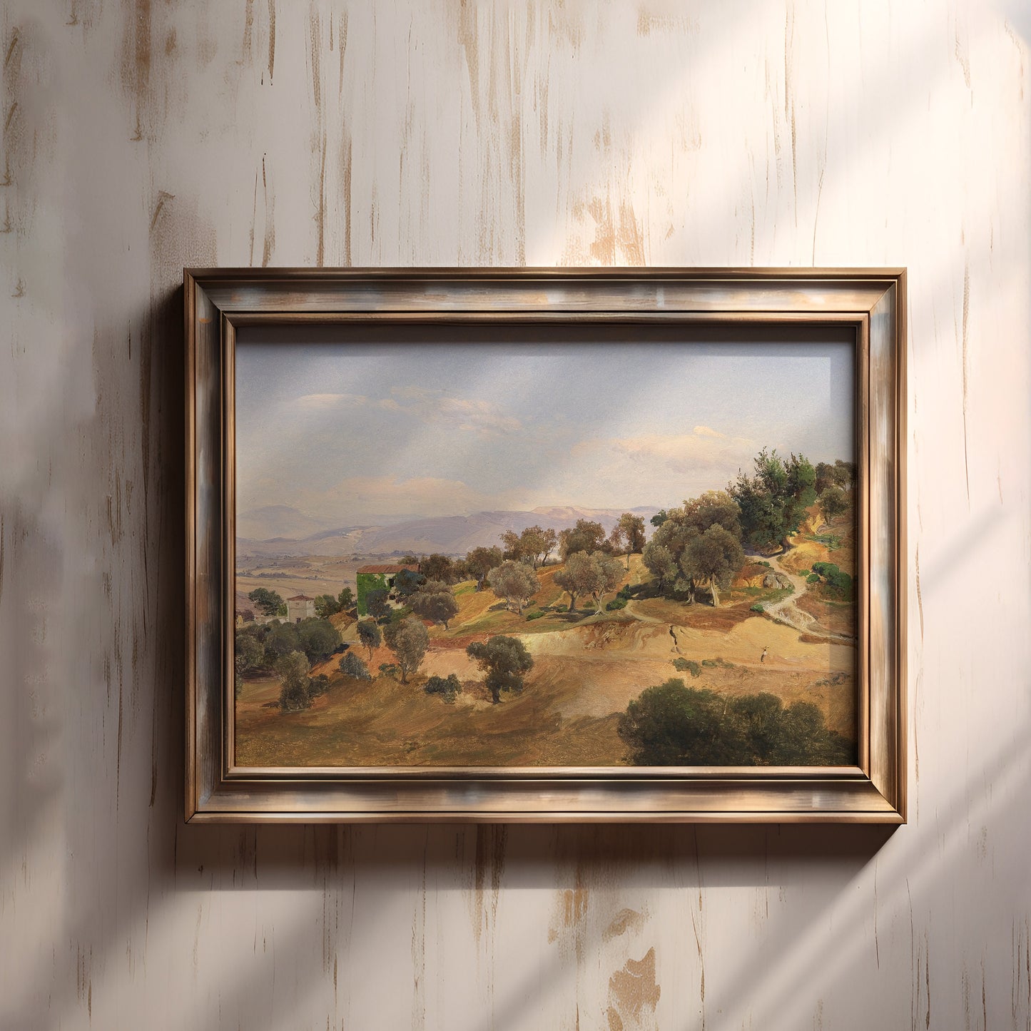 Anders Christian Lunde - Italian Landscape Narni , antique painting , oil vintage Printable art instant download , SKU 239ACL