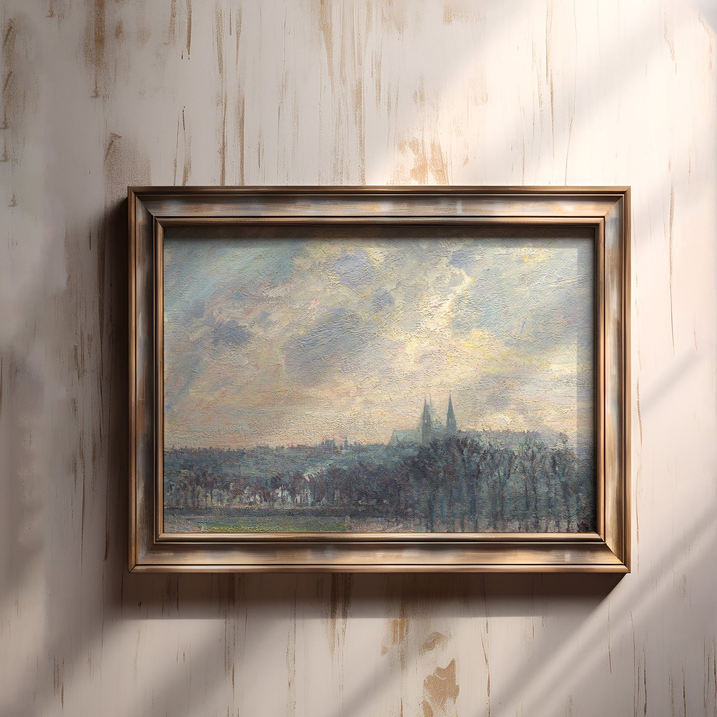 Camille Pissarro Winter Afternoon, Impressionism, original antique painting oil, vintage, Printable art  instant download, SKU  KCP1