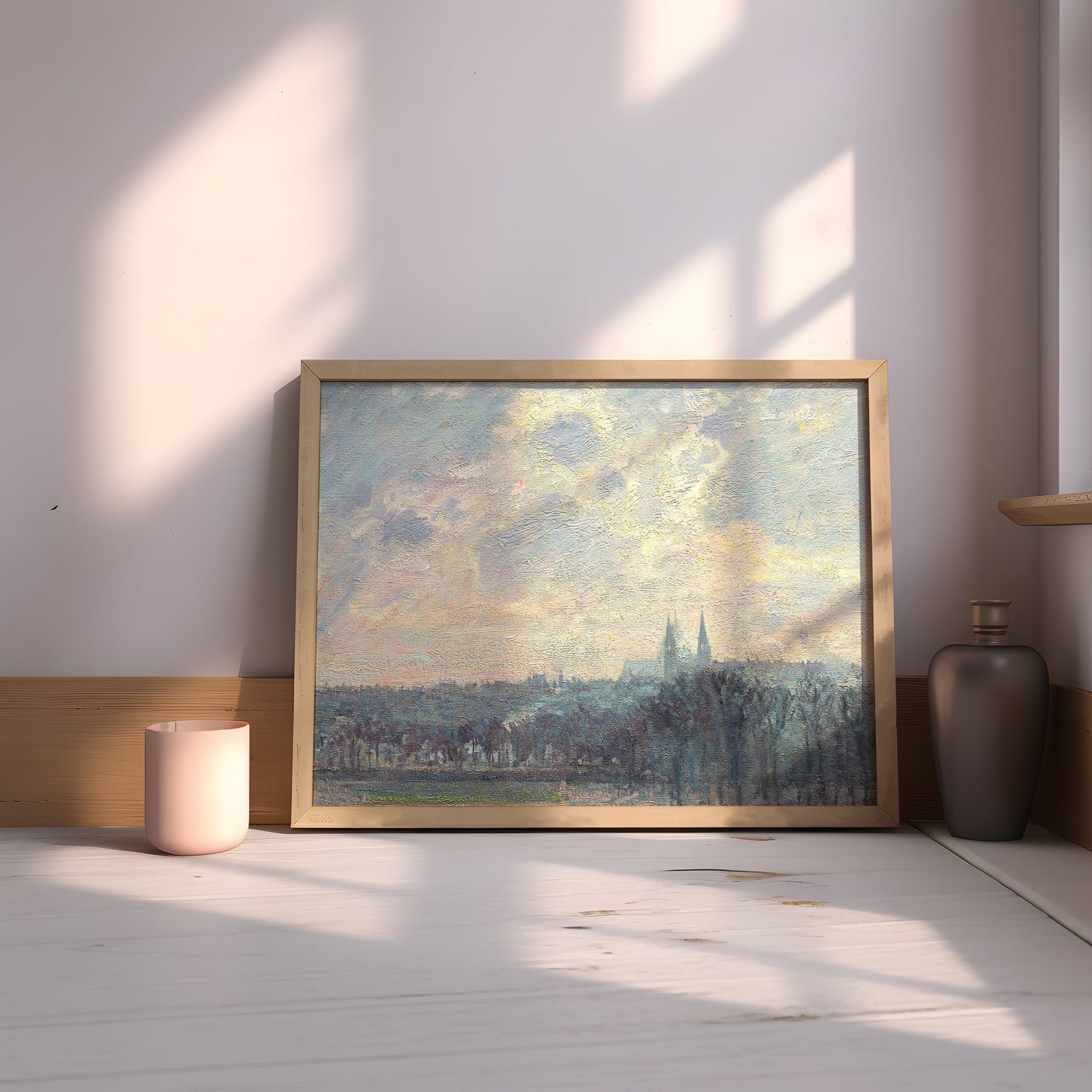 Camille Pissarro Winter Afternoon, Impressionism, original antique painting oil, vintage, Printable art  instant download, SKU  KCP1