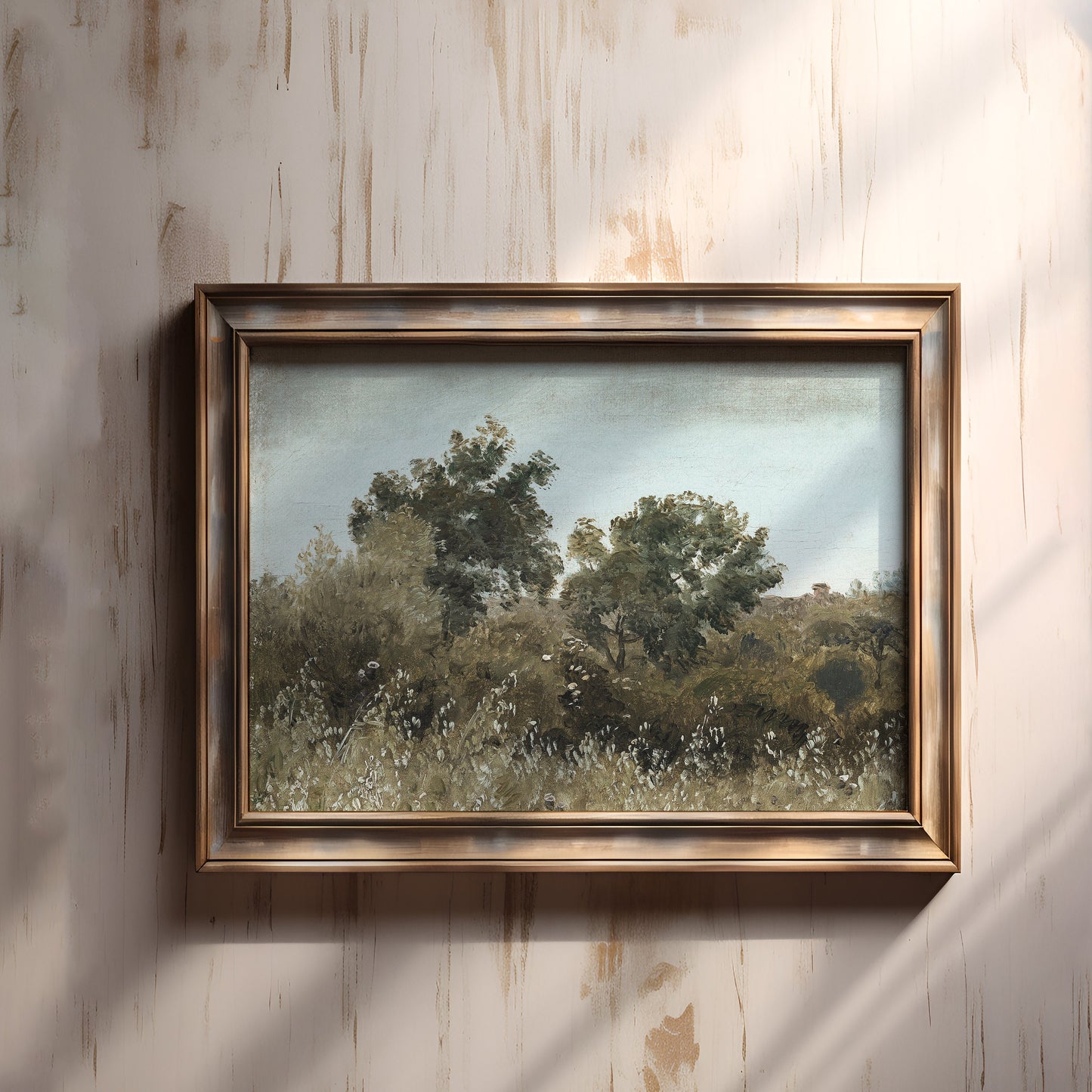 Rustic landscape, Skovgaard, Oat Field Near Vejby, original antique painting oil, vintage, Printable art instant download, SKU  K_AS.2