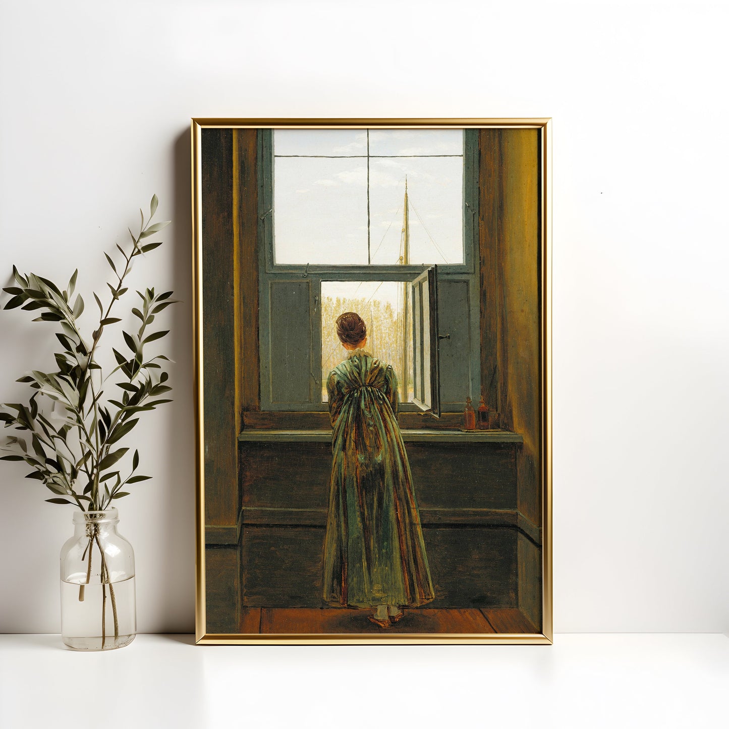 Caspar David Friedrich - Woman at Window , oil original antique figure painting , vintage Printable art instant download , SKU K-CDF78