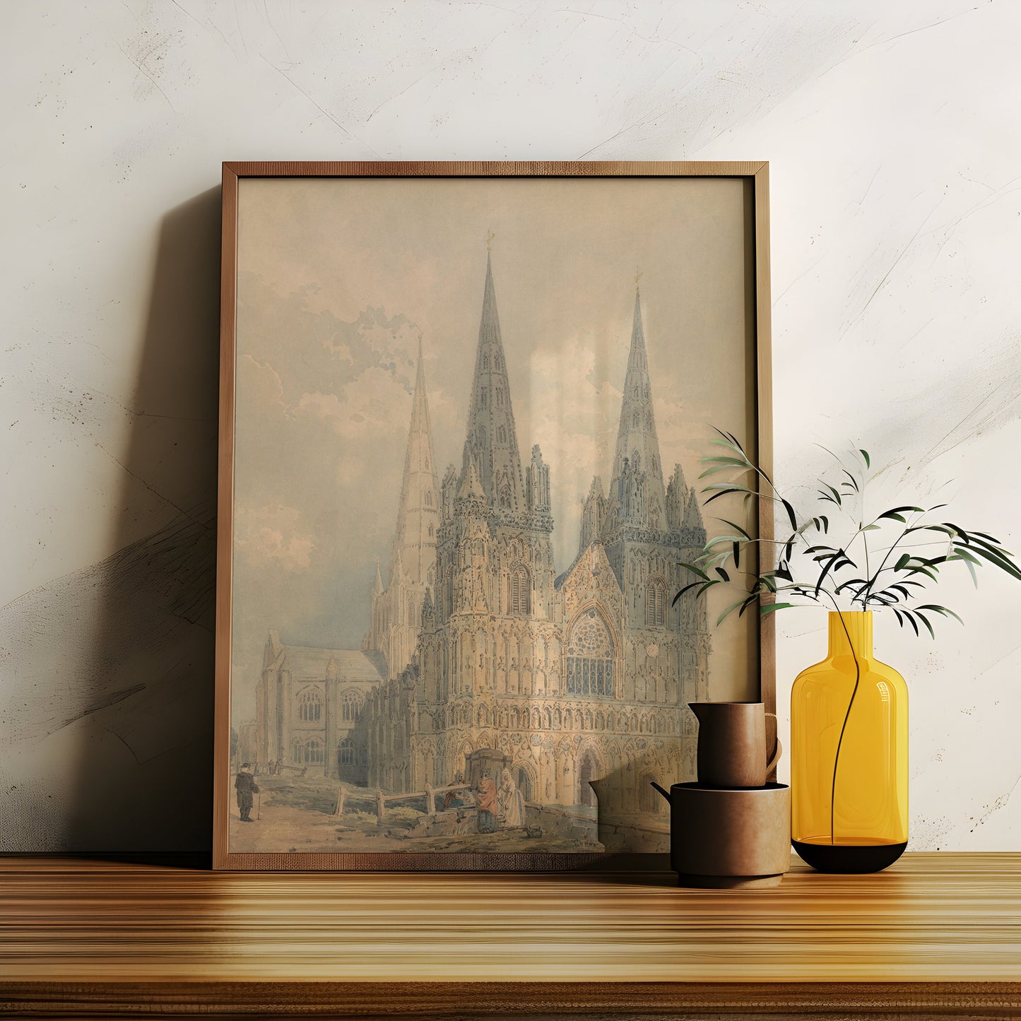 Thomas Girtin - Lichfield Cathedral, original antique painting, watercolour, vintage, Printable art instant download, SKU  K-TG101