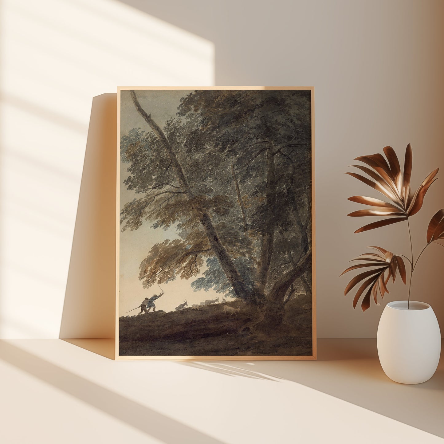 John Robert Cozens - The goatherd, original antique painting, watercolour, vintage, Printable art instant download, SKU  K- RC106