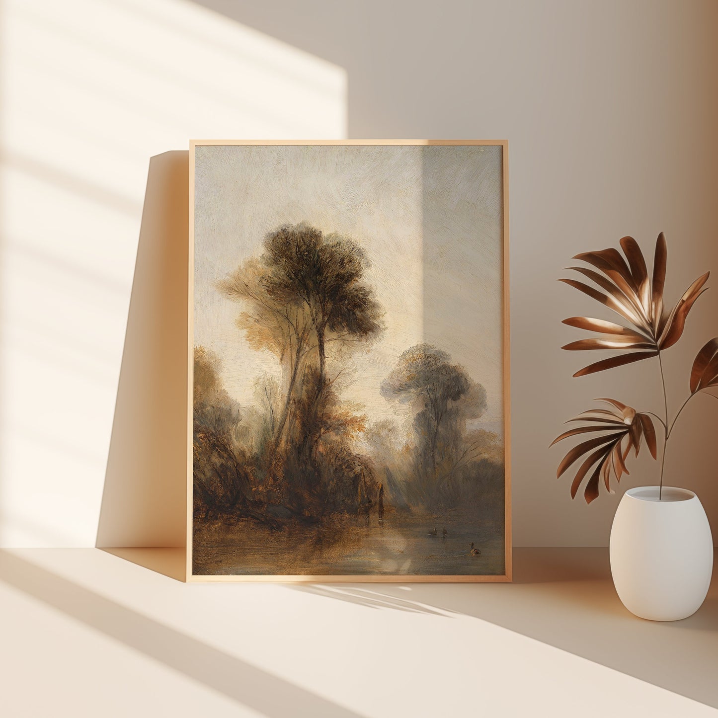 Landscape, River Seine - Richard Parkes Bonington, original antique painting oil, vintage, Printable art instant download, SKU  K-RPB113