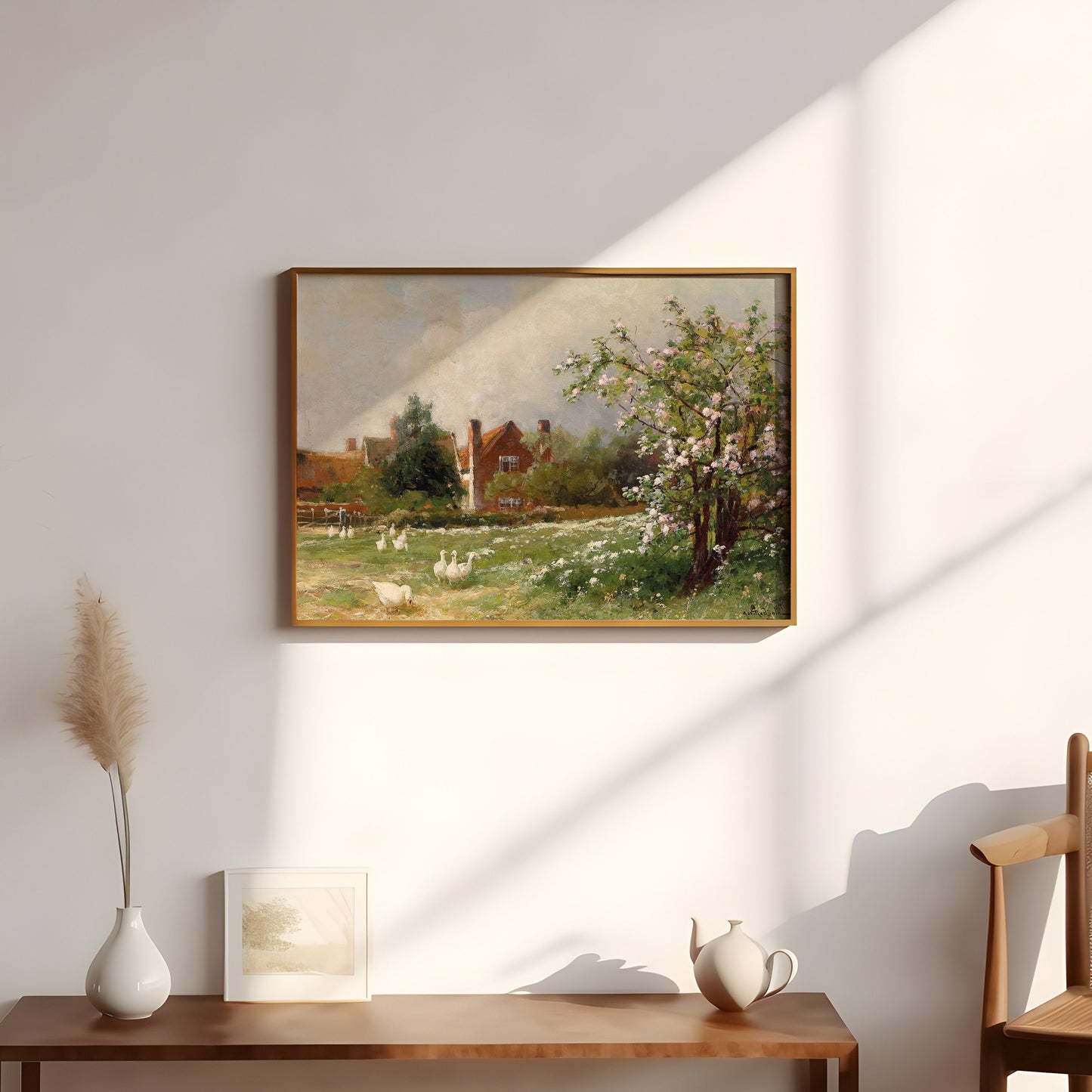 Rustic Landscape, Arthur W. Redgate, Spring idyll, original antique painting oil, vintage, Printable art instant download, SKU   K_AWR.24