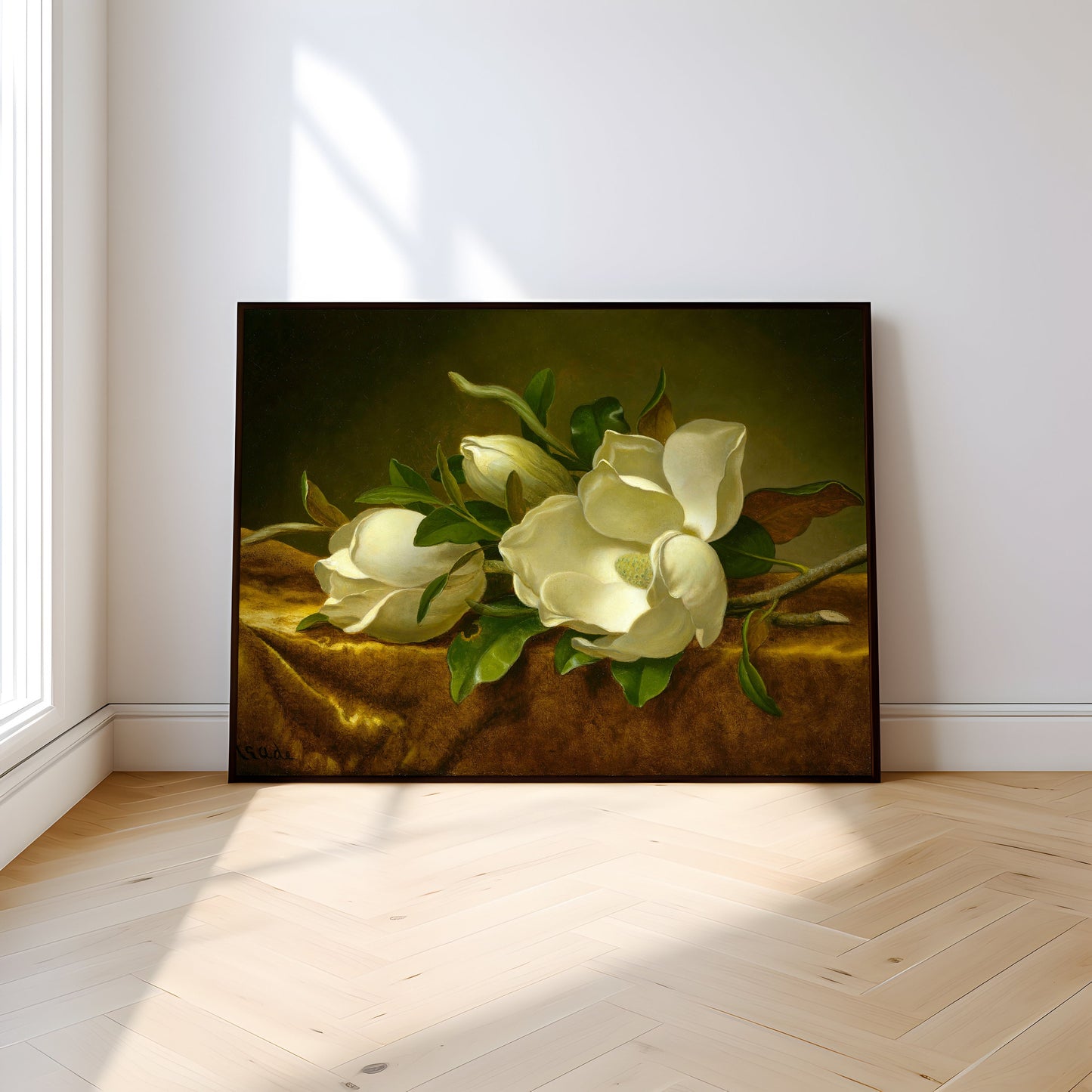 Still-life Flowers, Martin Johnson Heade Magnolias, original antique painting oil vintage, Printable art instant download, SKU  25K_MJH.25