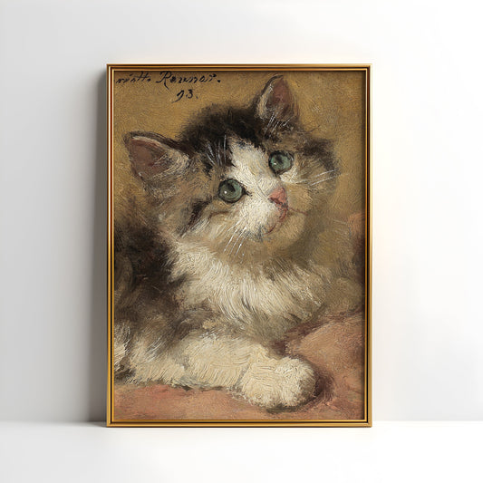 Henriette Ronner-Knip - Kitten, oil, cute antique painting vintage, animal lover gift, Printable art instant download,  SKU  33K_HRK.33