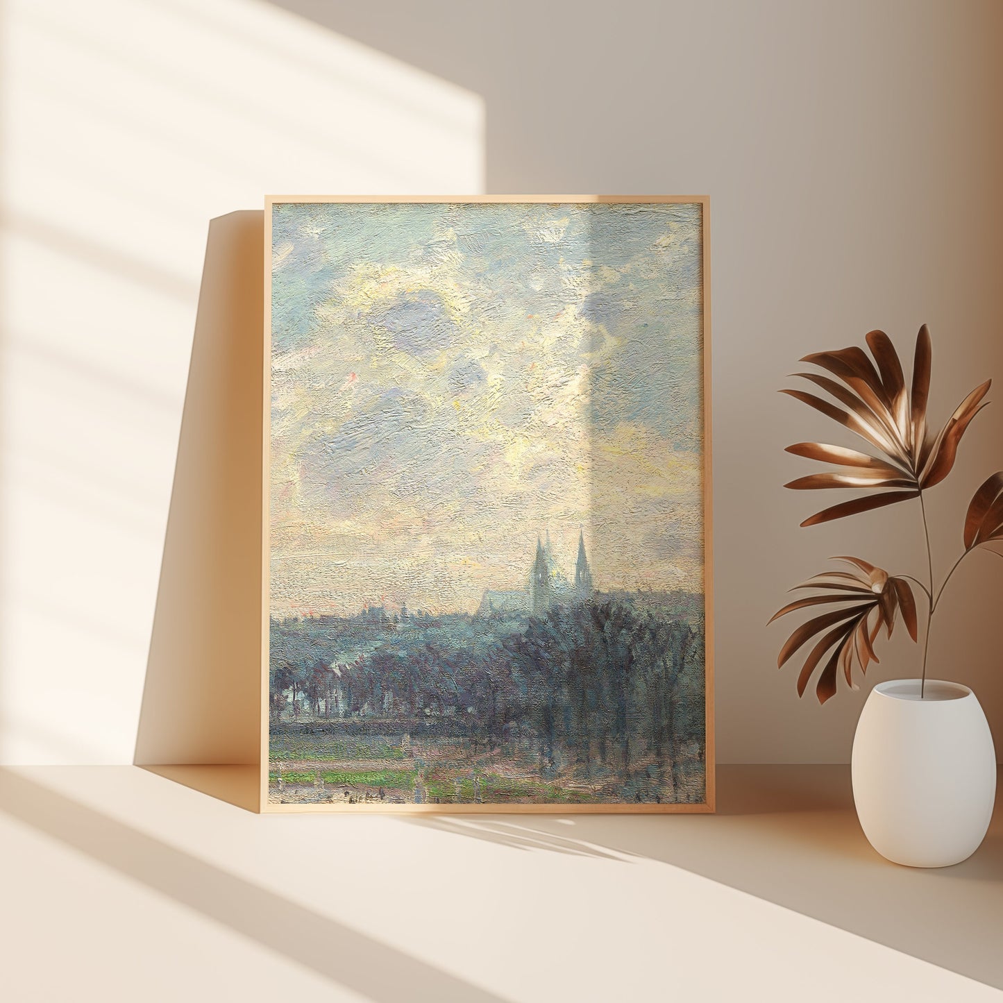 Camille Pissarro Winter Afternoon, Impressionism, original antique painting oil, vintage, Printable art instant download, SKU  K_CP.36
