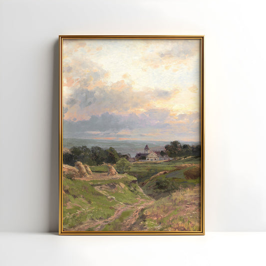 Rustic Landscape, Hugo Darnaut - West of Vienna, original antique painting, oil, vintage, Printable art instant download, SKU  K-HD37