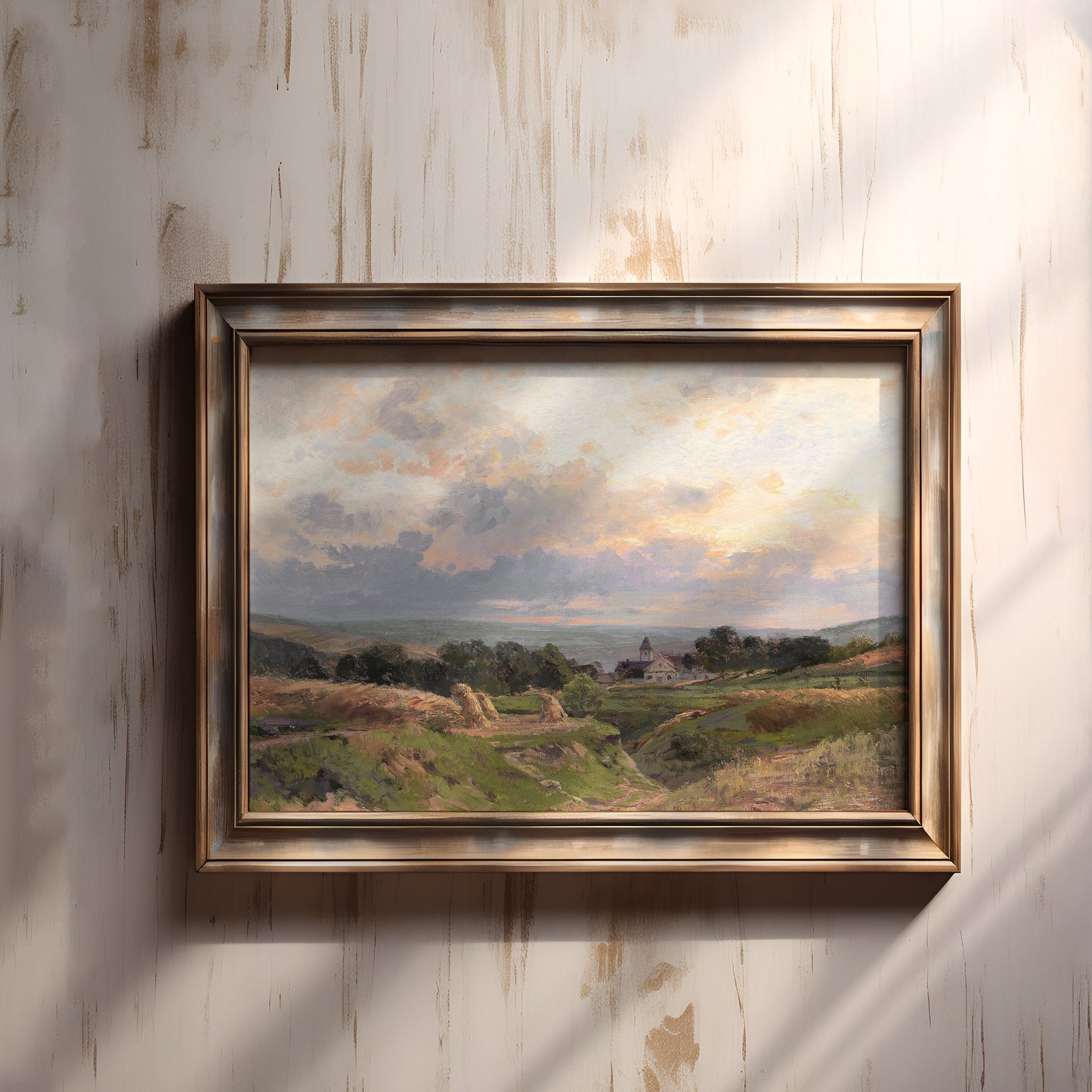Rustic Landscape, Hugo Darnaut - West of Vienna, original antique painting, oil, vintage, Printable art instant download, SKU  K-HD38