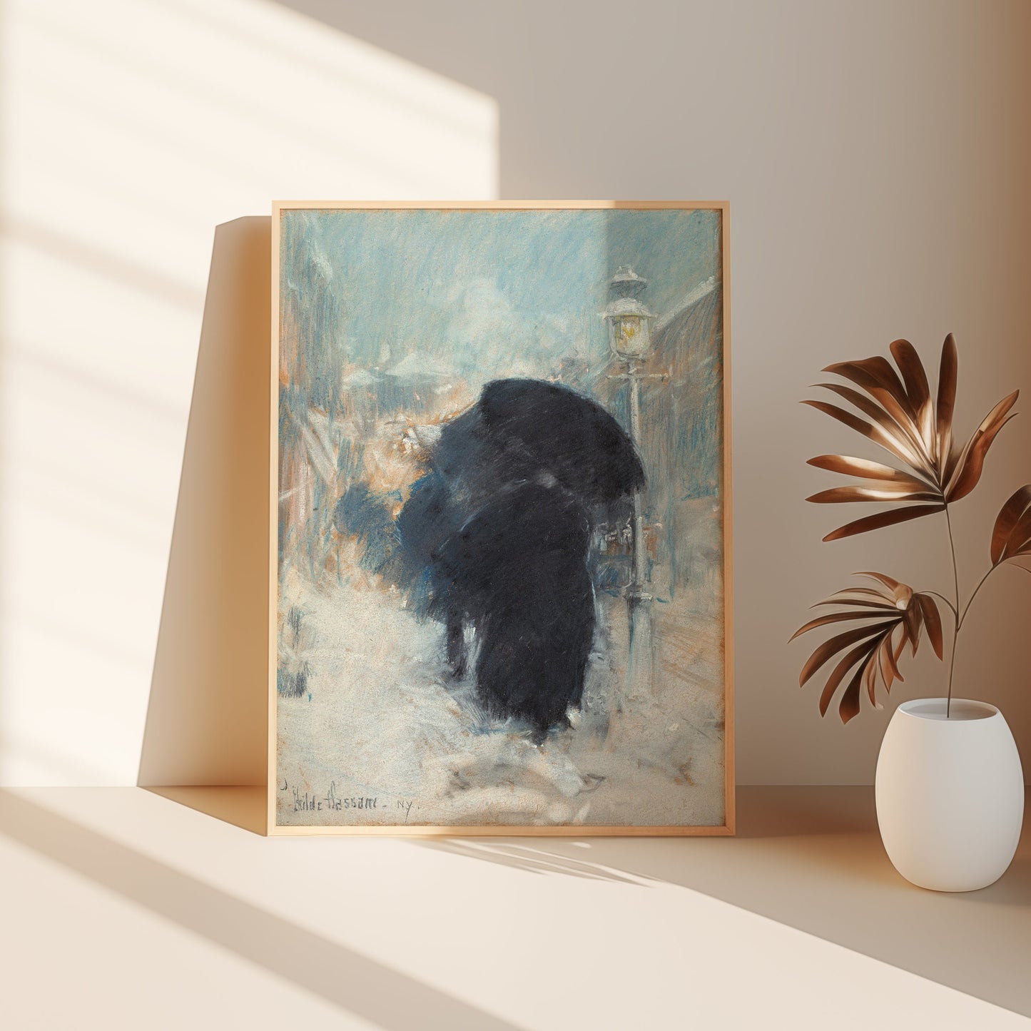 New York Blizzard, Childe Hassam Impressionism, original antique painting, oil, vintage, Printable art instant download, SKU  K-CH50