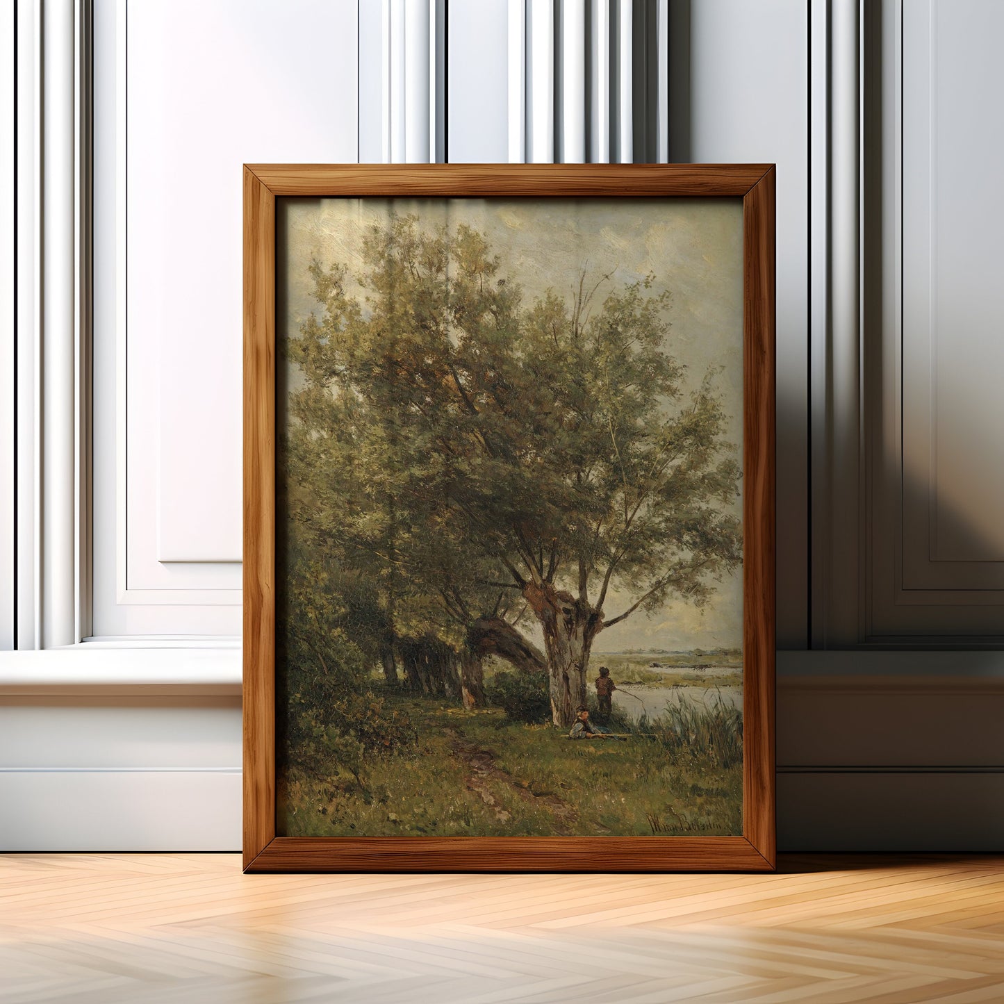Dutch Rustic landscape, Jan Willem van Borselen, original antique painting, oil, vintage, Printable art instant download, SKU  K-JWB57