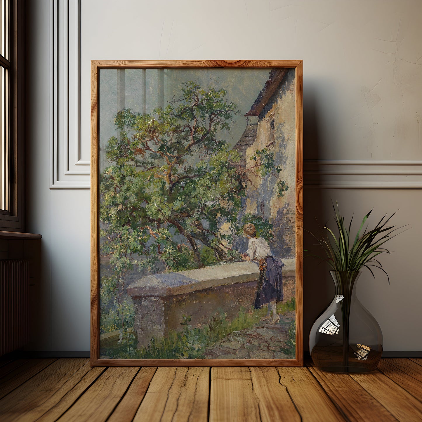 Rustic landscape, Hugo Charlemont, Scenery original antique painting, oil, vintage, Printable art instant download, SKU  K-HC74