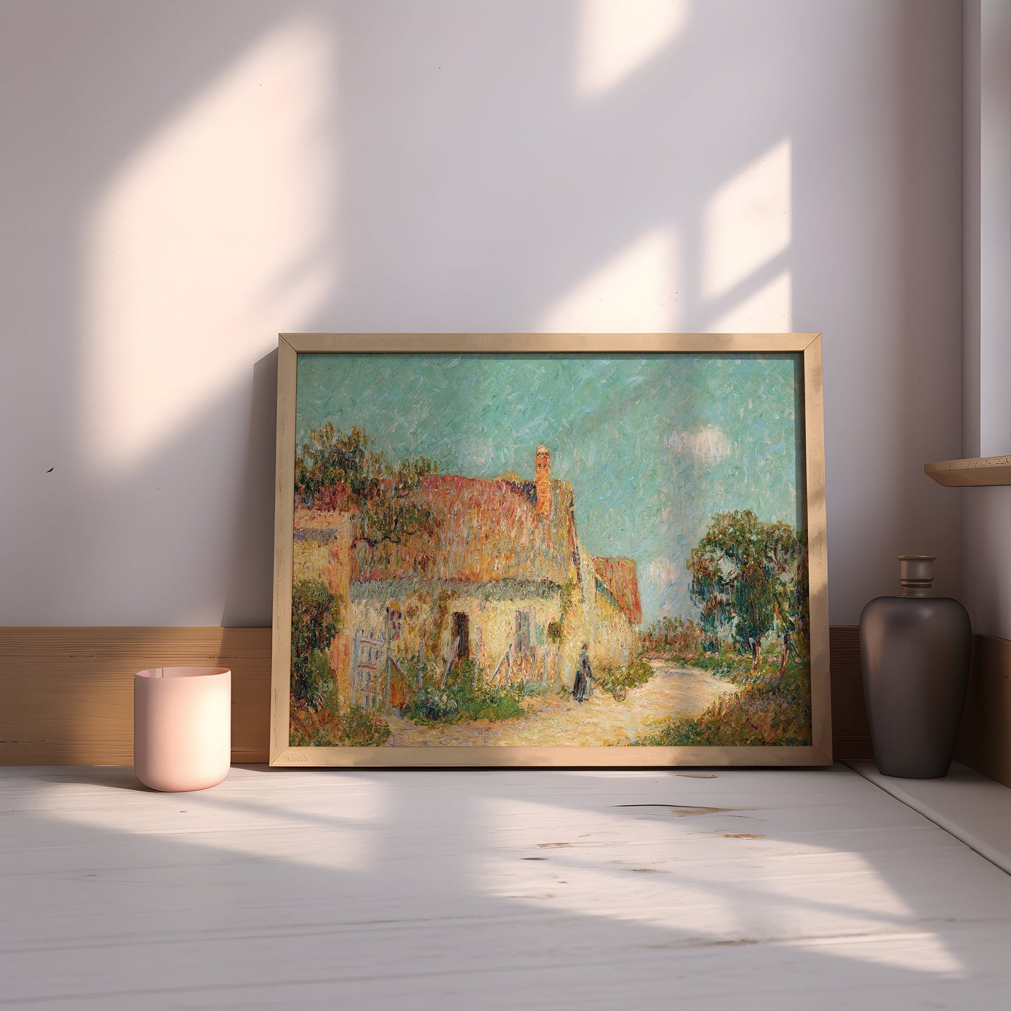 French Impressionism, Gustave Loiseau - Cottage In Normandy, original antique painting, vintage Printable art instant download, SKU  249GL