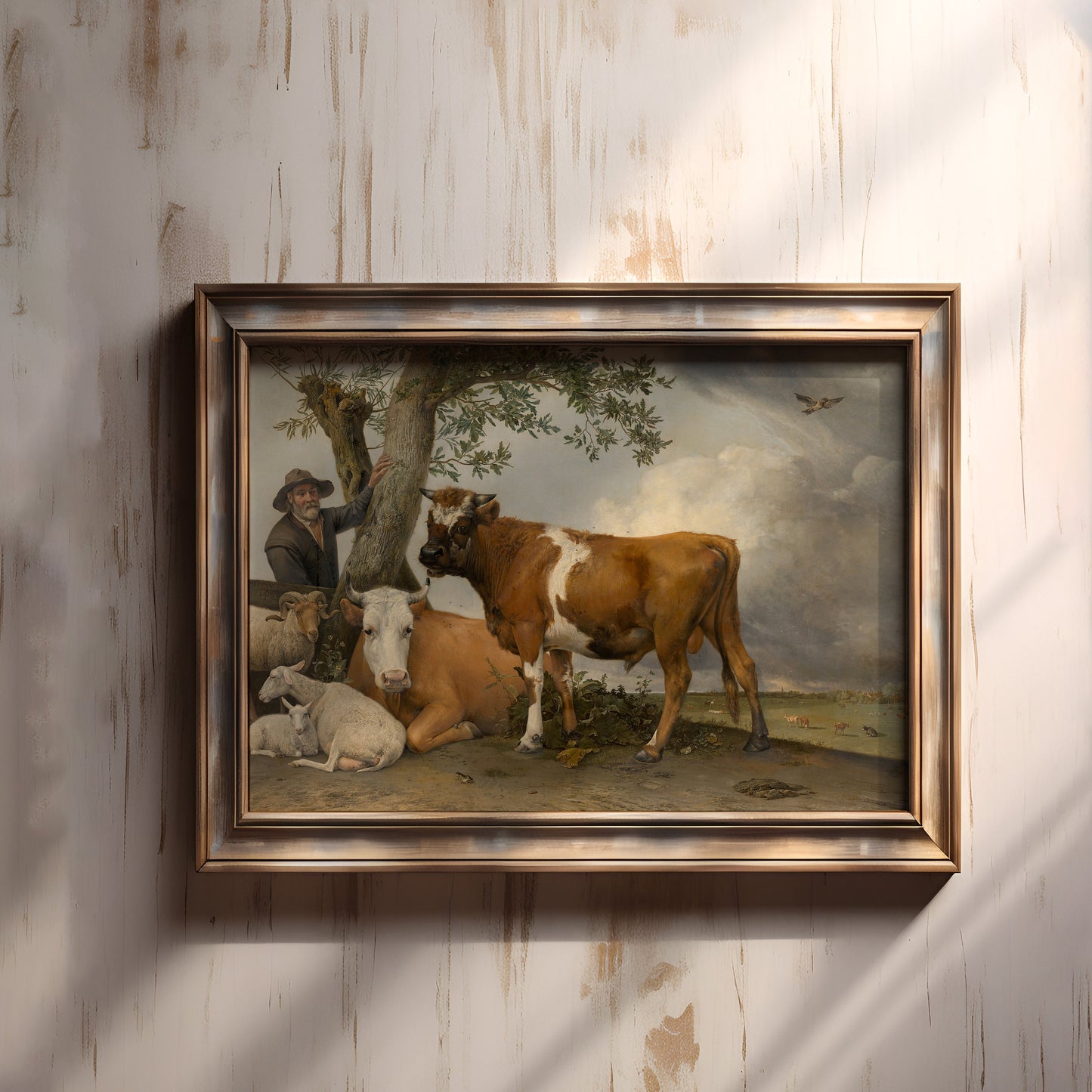 Dutch Rustic landscape, Young Bull - Paulus Potter, original antique painting, oil, vintage, Printable art, instant download,  SKU  258PP