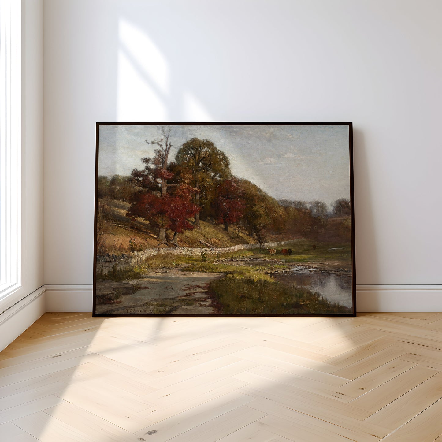 Theodore Clement Steele - Oaks of Vernon , original antique painting , oil vintage Printable art instant download , SKU 262TCS