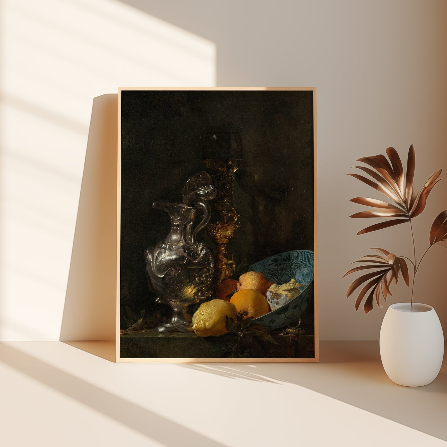 Still Life Lemons and Silver Jug - Willem Kalf, original antique painting, oil vintage, Printable art instant download, SKU  181WK