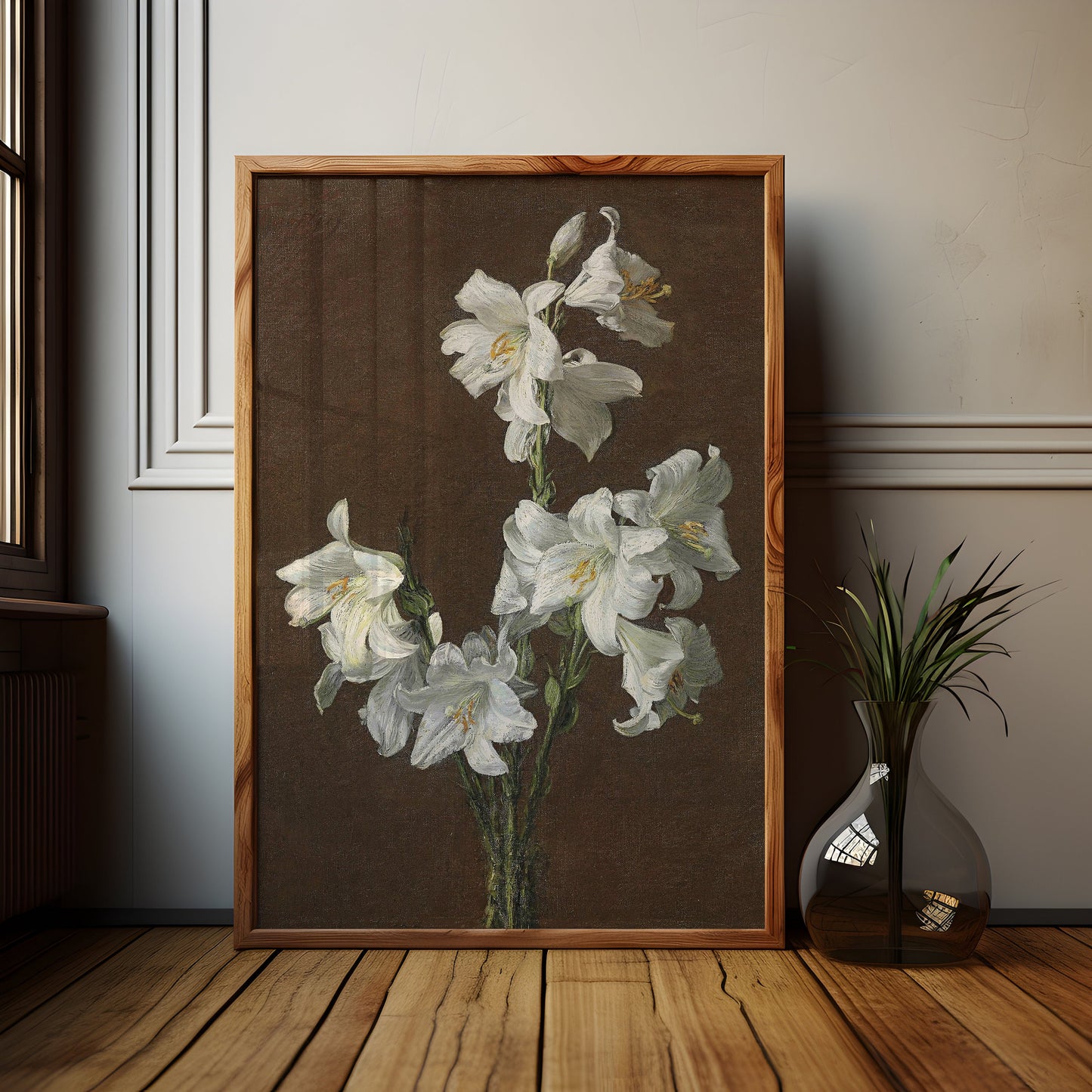 Still-life Flowers, Henri Fantin-Latour - White lilies antique painting, oil vintage, Printable art instant download, SKU  186HFL