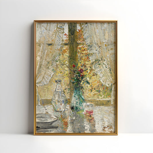 Still Life Window - Pierre Eugene Montezin, Impressionism, antique painting, oil vintage, Printable art instant download, SKU  187PEM