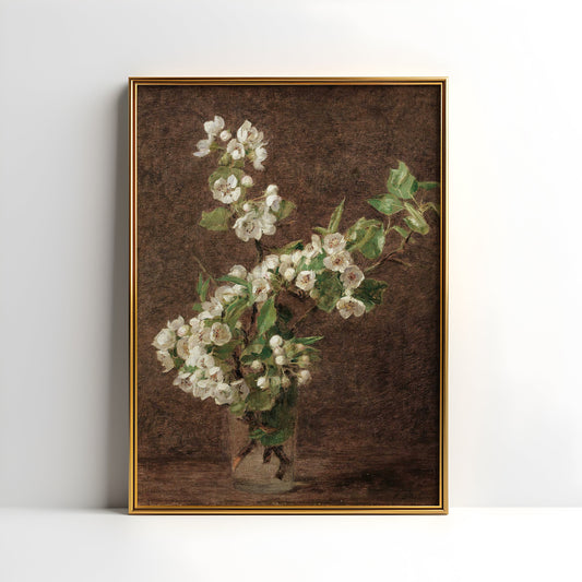 Still-life Flowers, Apple Blossoms - Henri Fantin-Latour, Living Room decor, oil vintage, Printable art instant download, SKU  191HFL