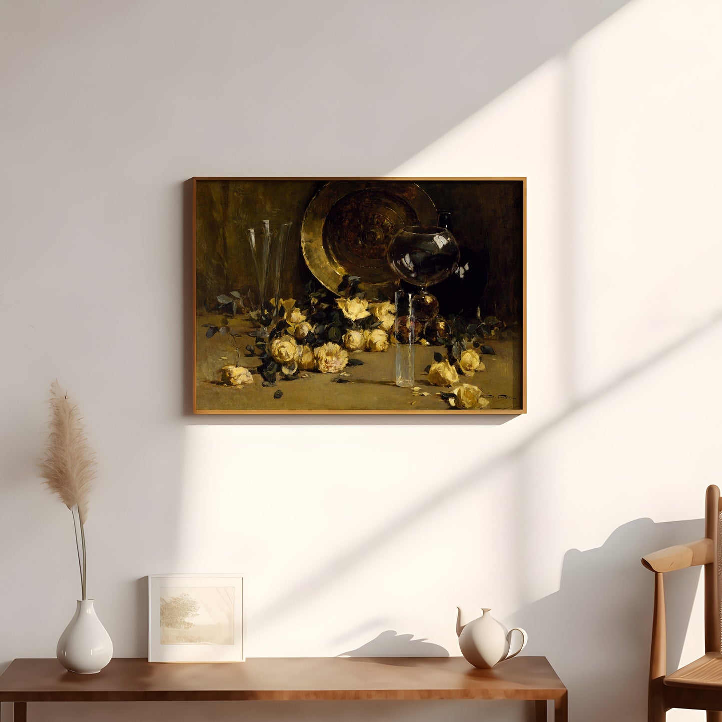 Flowers, Still Life with Yellow Roses - Emil Carlsen, antique painting oil vintage, Printable art instant download, SKU  194EC