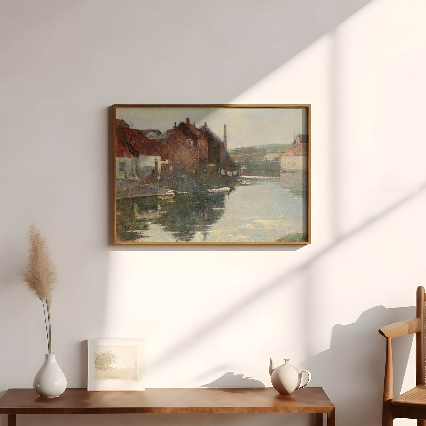 Soren Emil Carlsen - The Canal, Urban Landscape, original antique painting oil, vintage, Printable art instant download,  SKU  196SEC